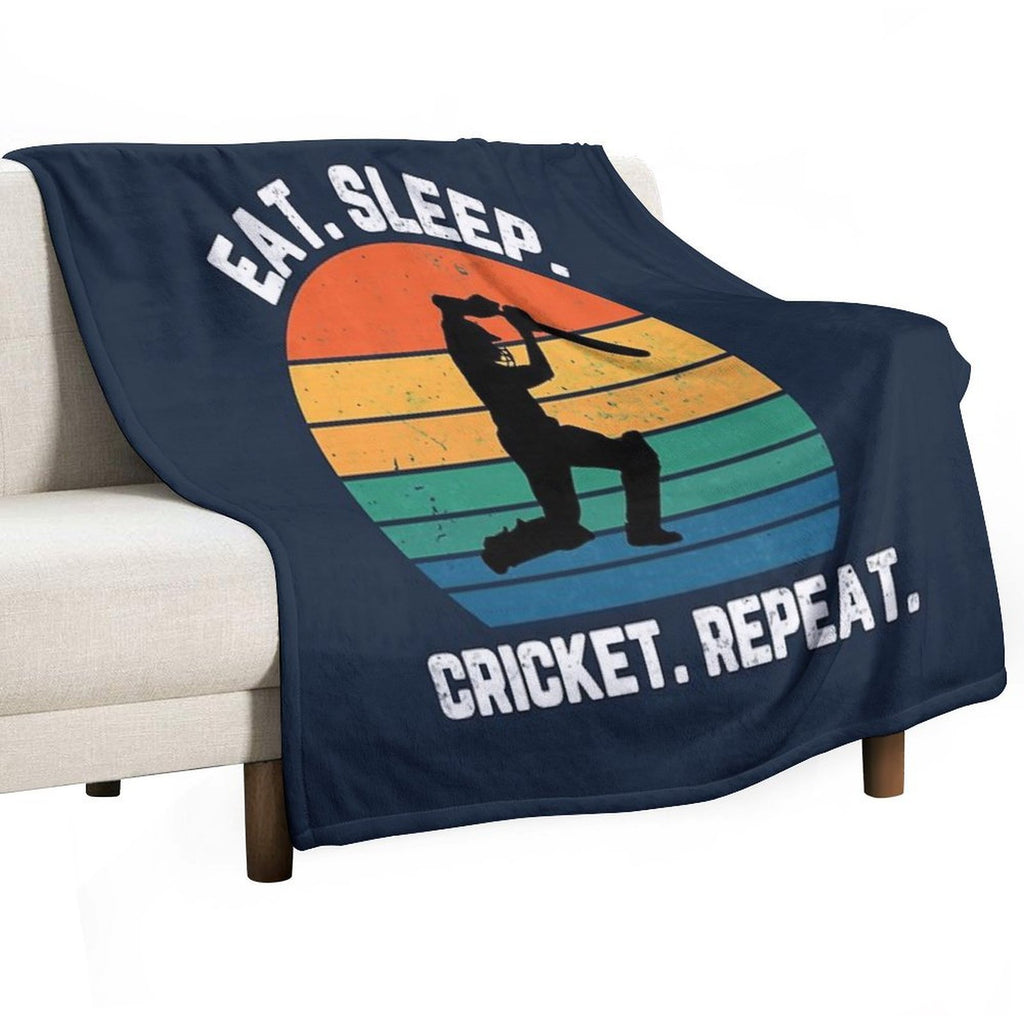 Eat Sleep Cricket Repeat Sunset White Text Premium Throw Blanket