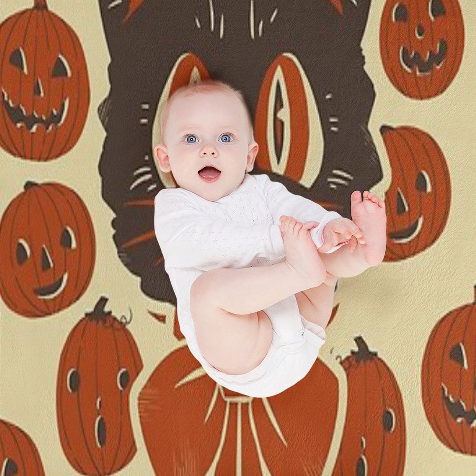 Vintage Inspired Halloween Scaredy Cat Travel-friendly Throw Blanket