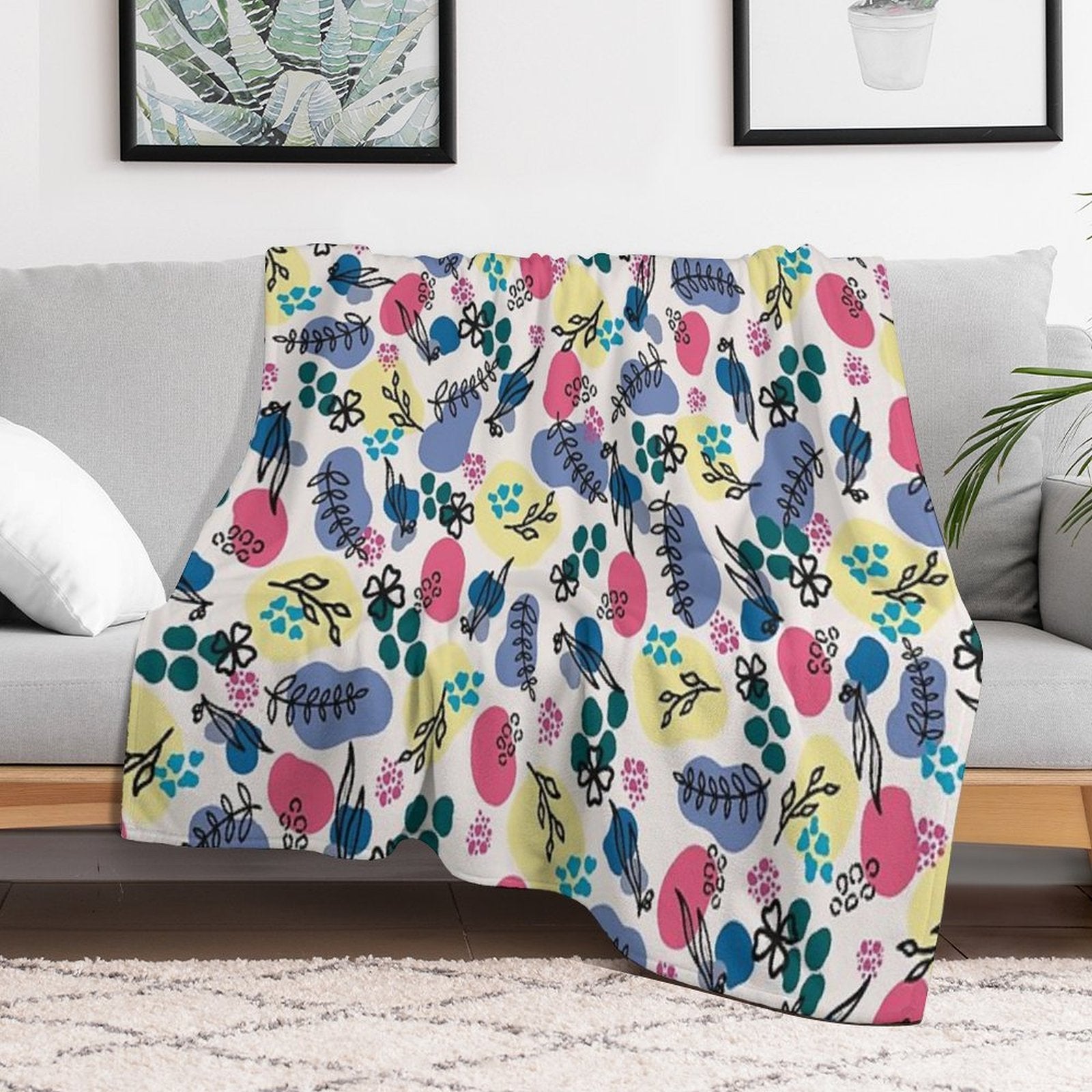Botanical Shrink-resistant Throw Blanket