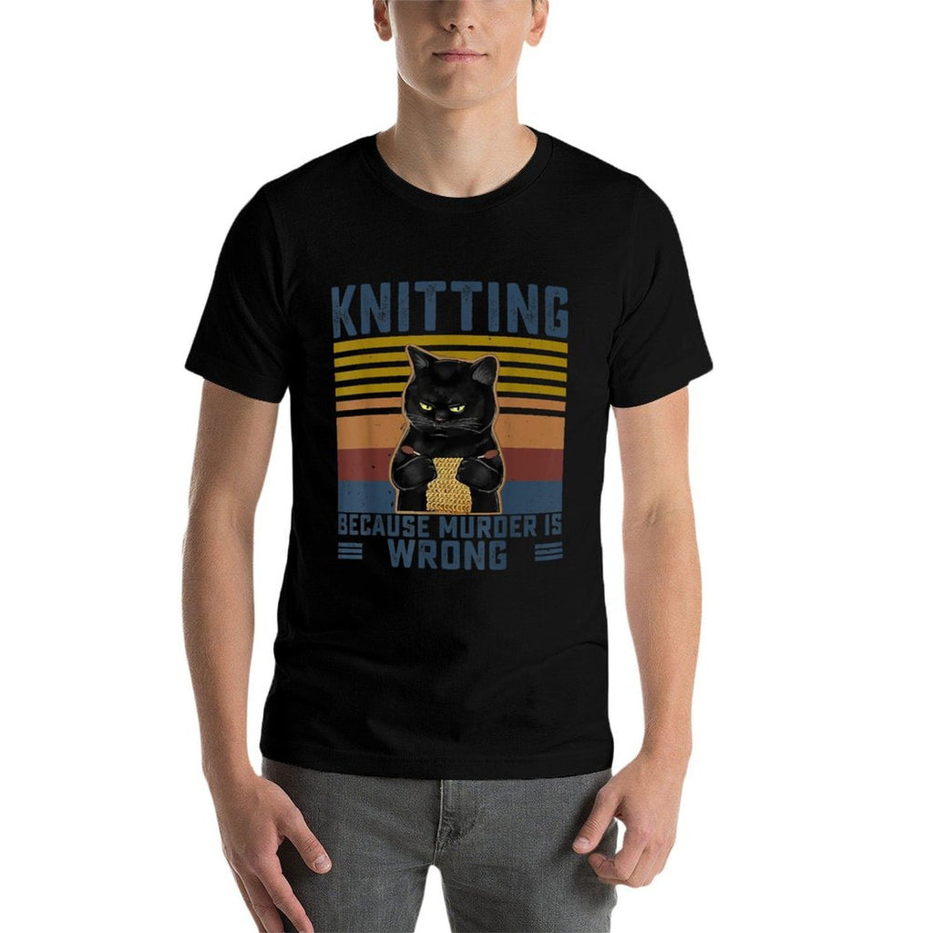 Knitting Because Murder Is Wrong Knitting Lover Knitter  Affordable Price T-Shirt