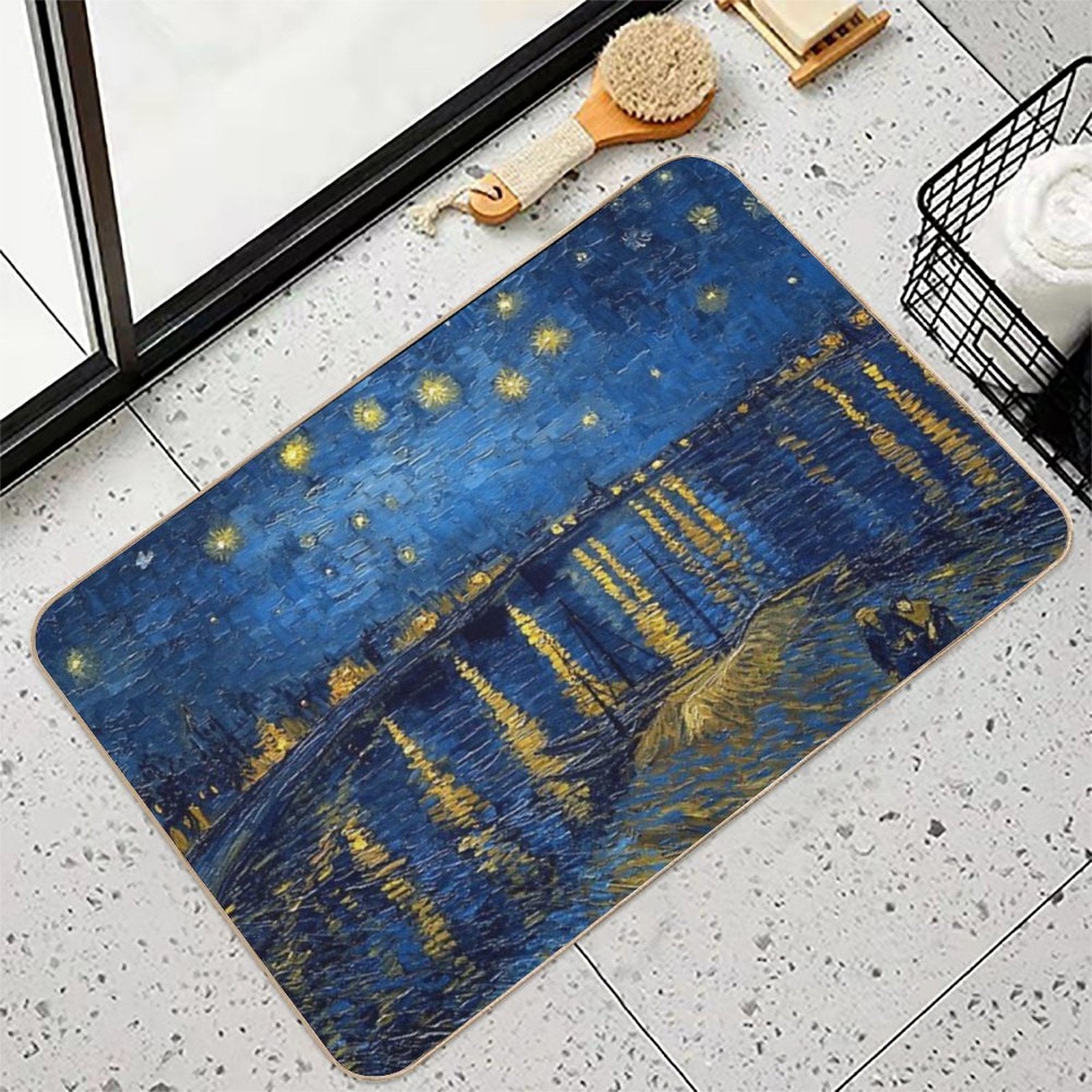 Starry Night Over The Rhone - Van Gogh (Re-edited)  Pet-Safe Bath Mat