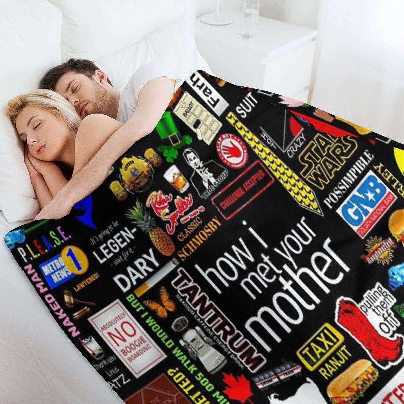 How I Met Your Mother Collage Poster Iconographic - Infographic Travel-friendly Throw Blanket