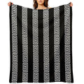 Greek Key Stripes Black & White Sustainable Throw Blanket
