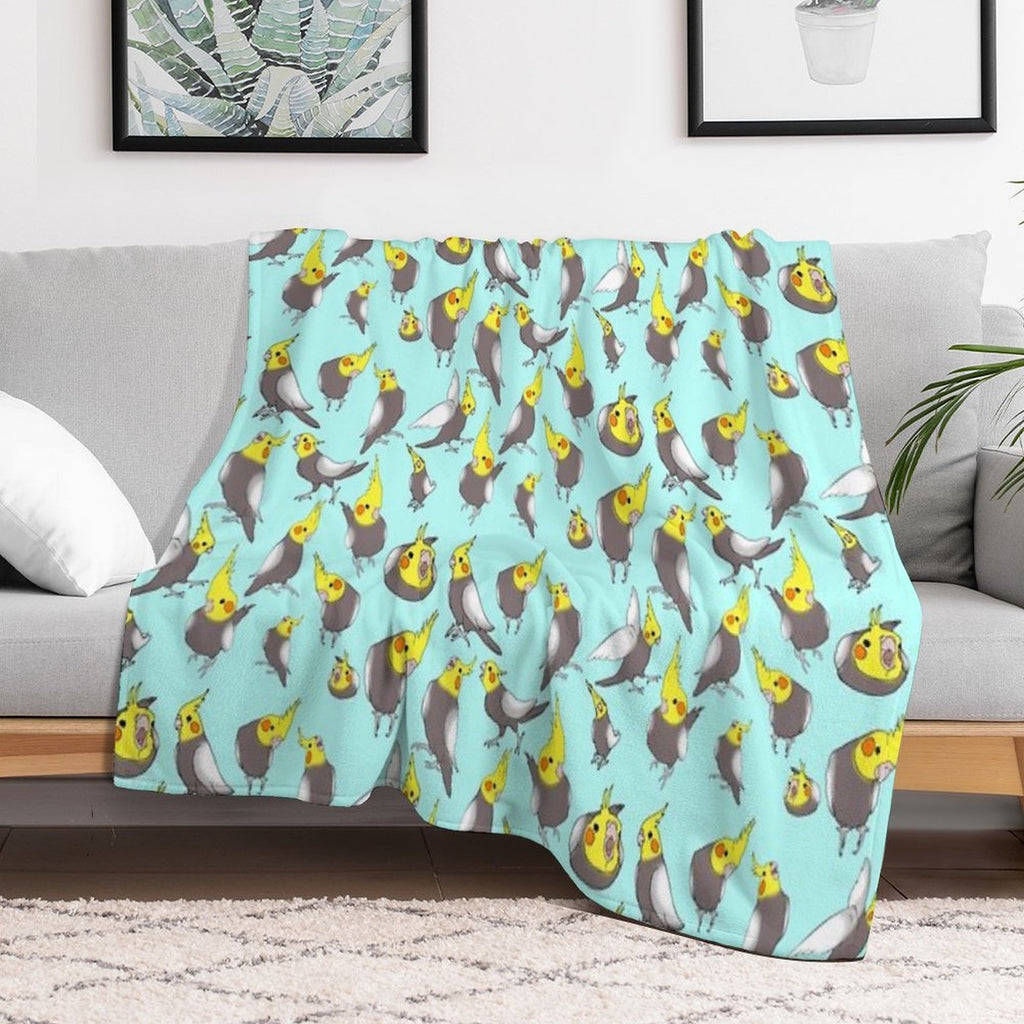 Cockatiel Doodle Pattern Lightweight Throw Blanket