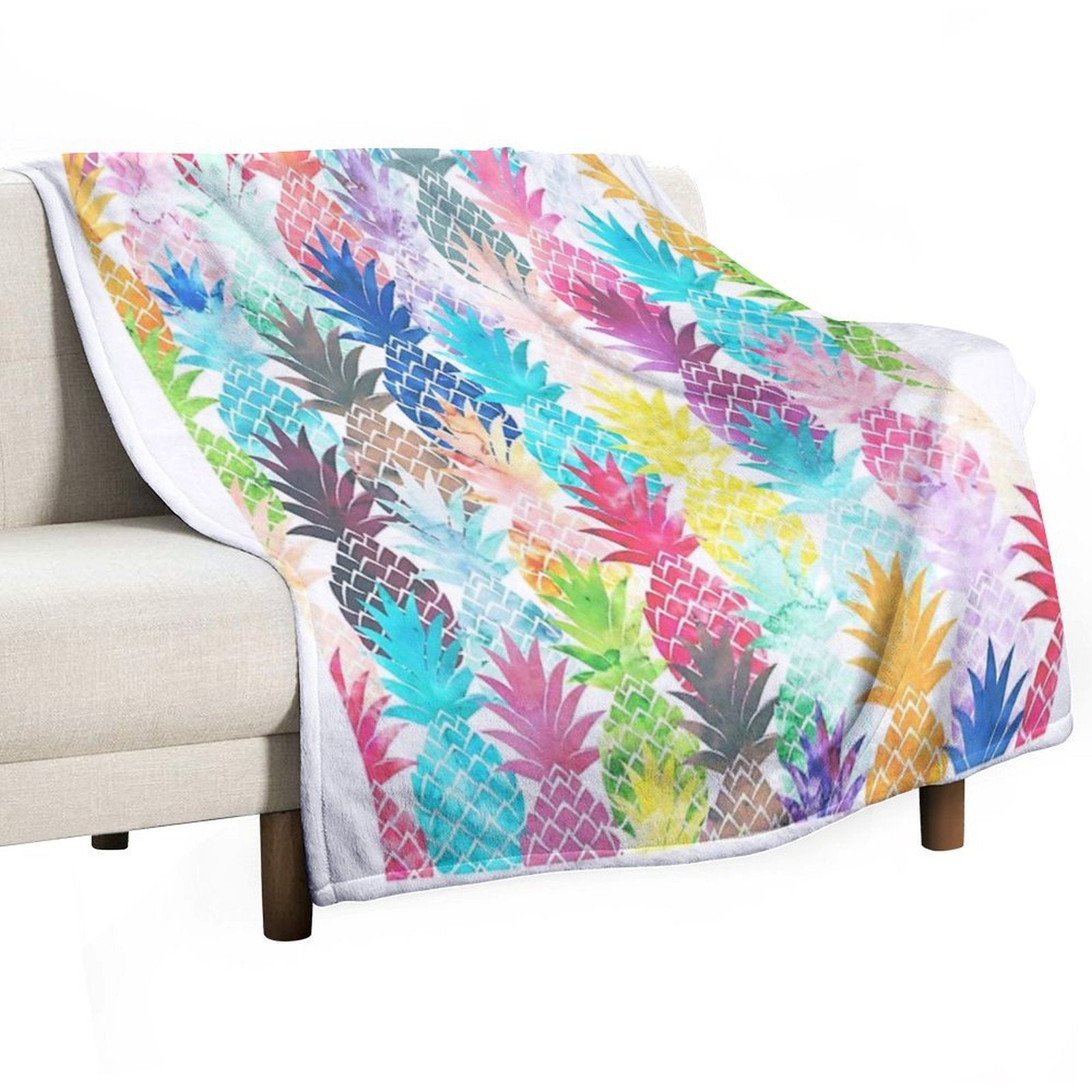 Hawaiian Pineapple Pattern Tropical Watercolor Anti-pilling Throw Blanket