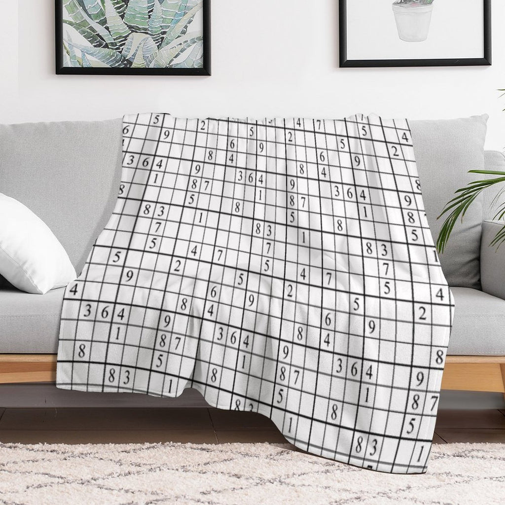 Sudoku (white) Sustainable Throw Blanket