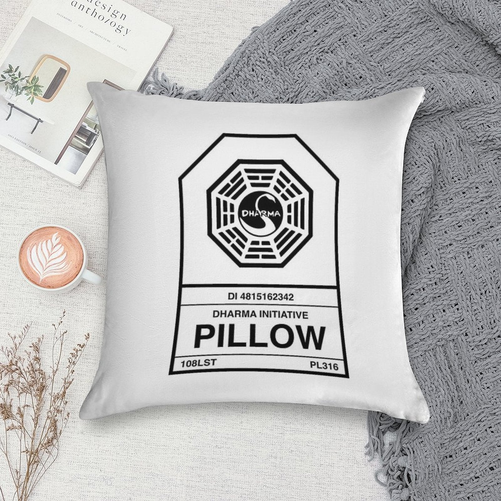 Dharma Initiative Pillow Soft Hidden Zipper Throw Pillow