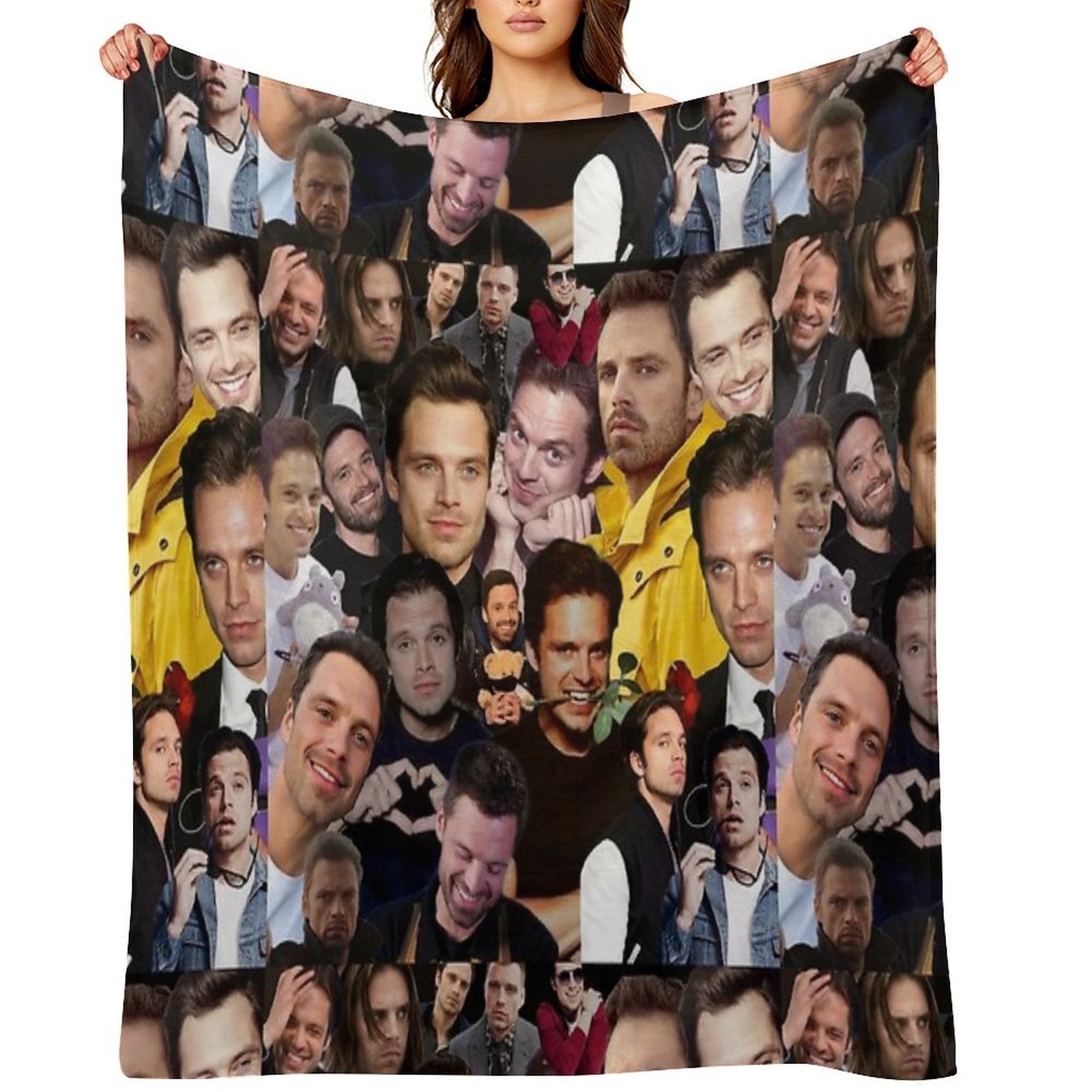 Sebastian Stan Photo Collage Compact Throw Blanket