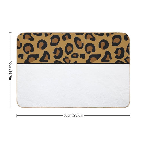 Animal Leopard Print with White  Anti-Trip Bath Mat