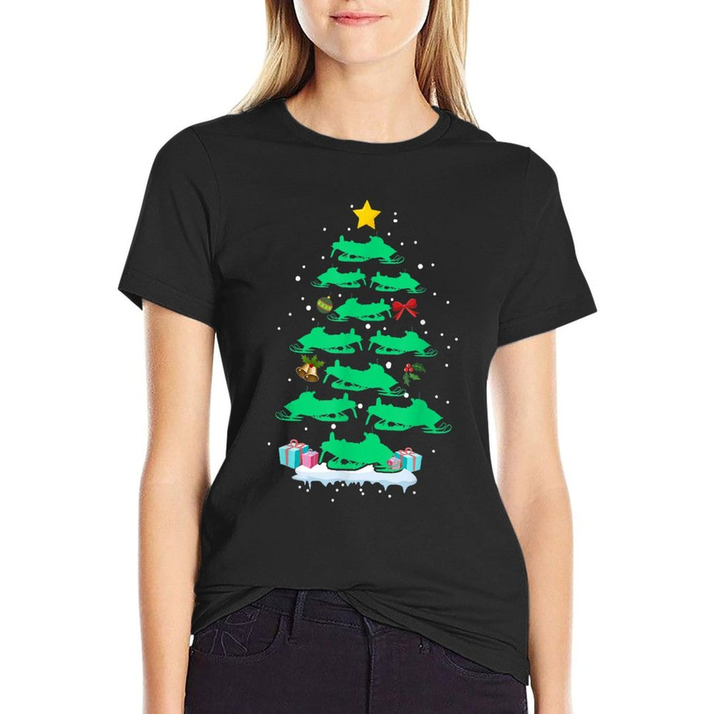 Snowmobile Sled Christmas Tree Xmas For Snowmobile Riding  Odor-resistant T-Shirt
