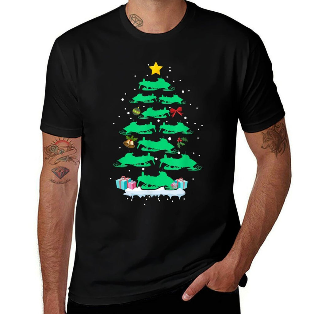 Snowmobile Sled Christmas Tree Xmas For Snowmobile Riding  Odor-resistant T-Shirt