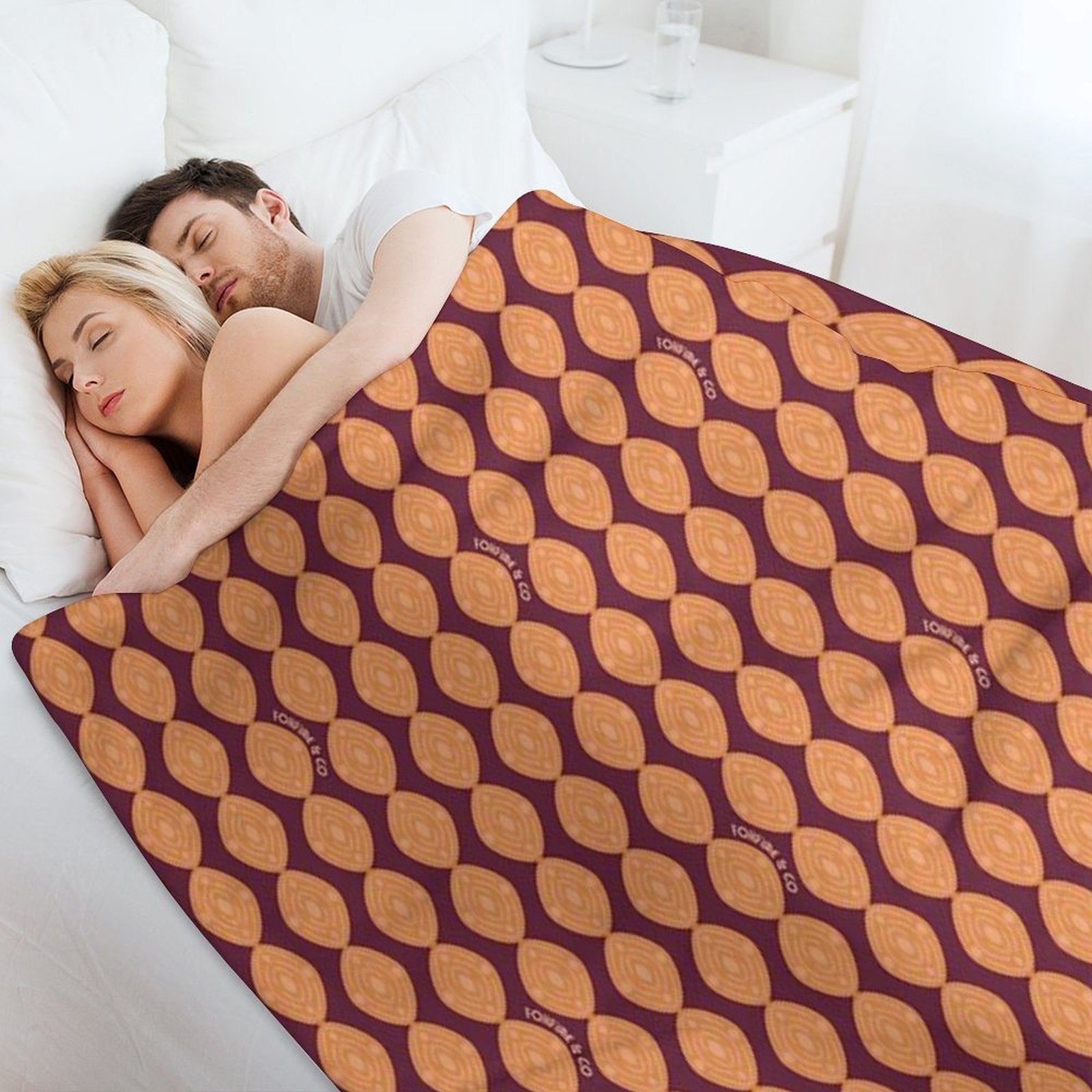 Atomic Blooms - Orange Maroon All-season Throw Blanket