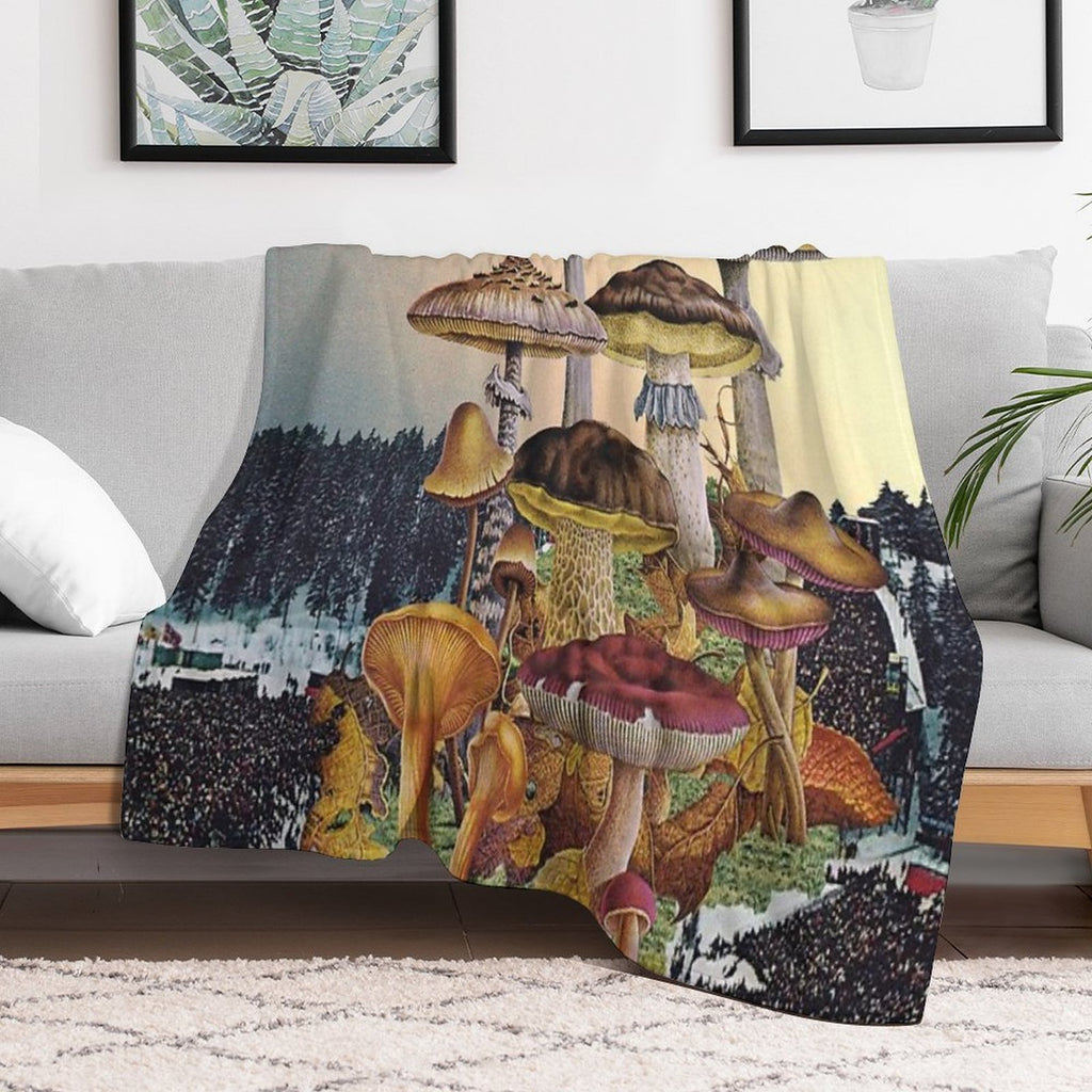 Mushroom Festival Machine-washable Throw Blanket