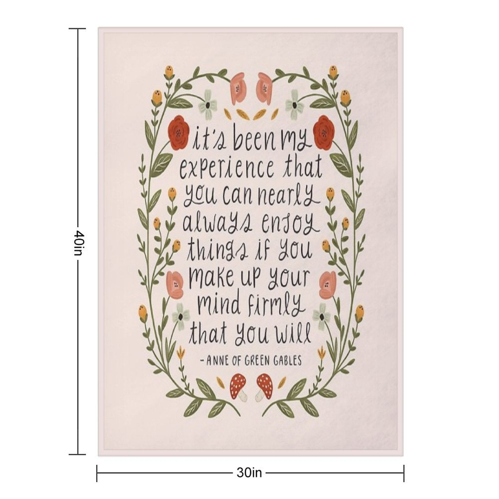 Anne of Green Gables Enjoy Things Quote Plush Throw Blanket