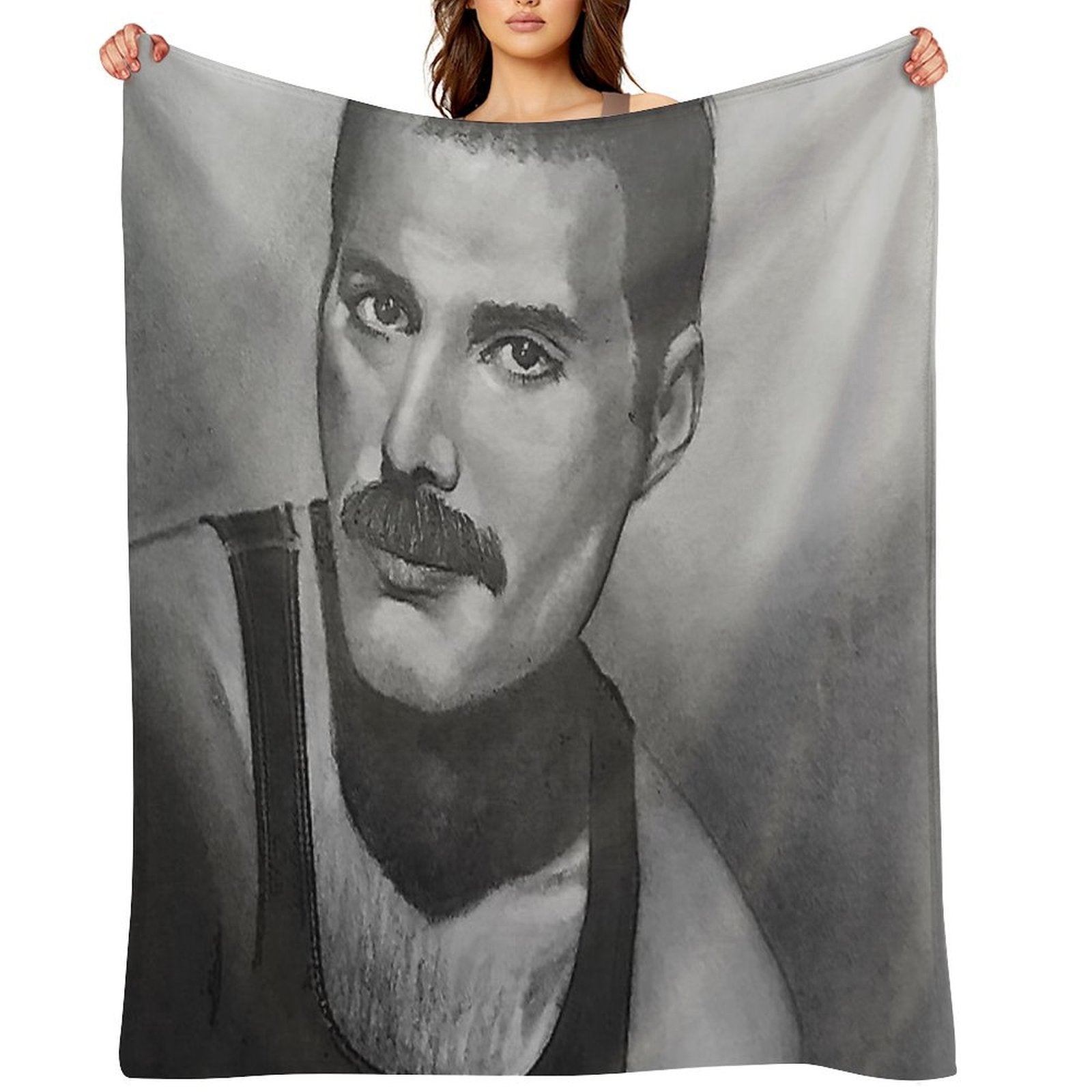 Freddie Mercury Fan Art – Queen’s Legendary Frontman Quick-dry Throw Blanket