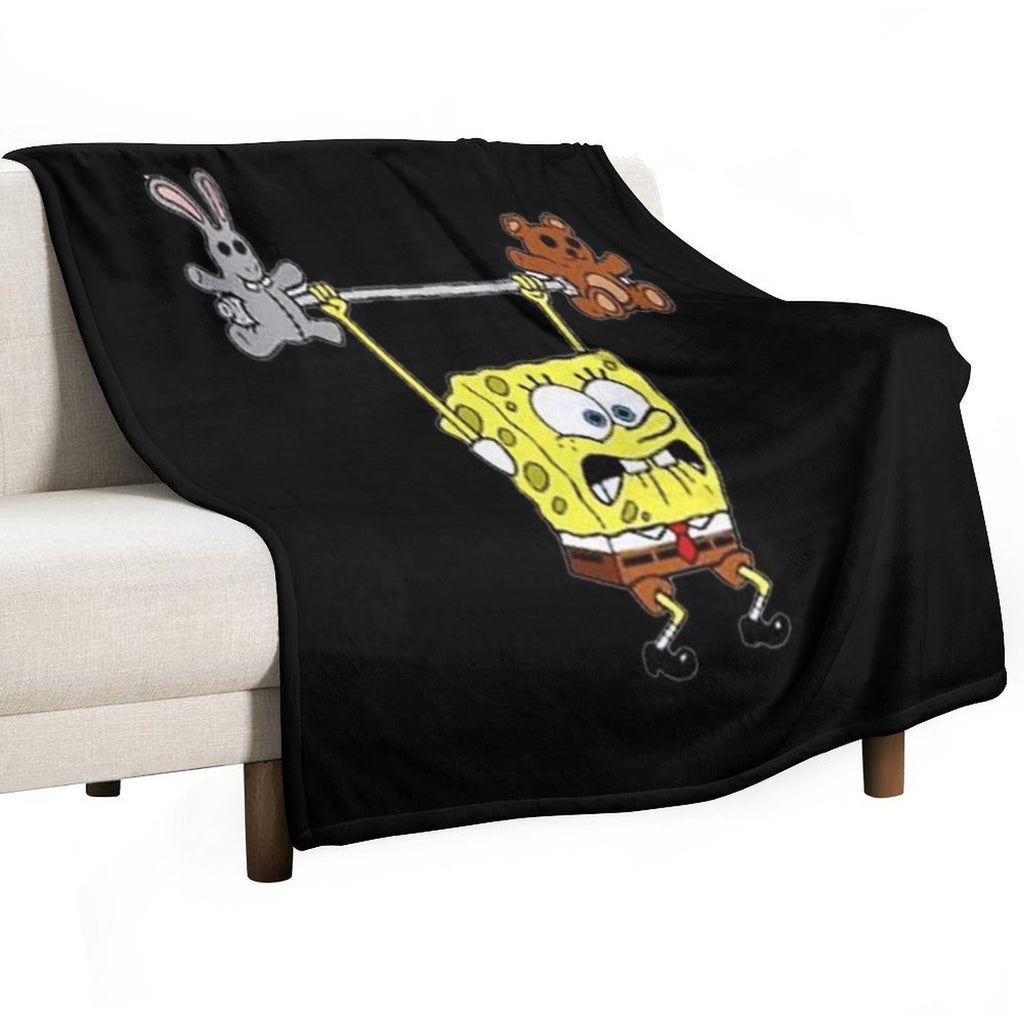 Spongebob Lifting Weights Classic . Compact Throw Blanket