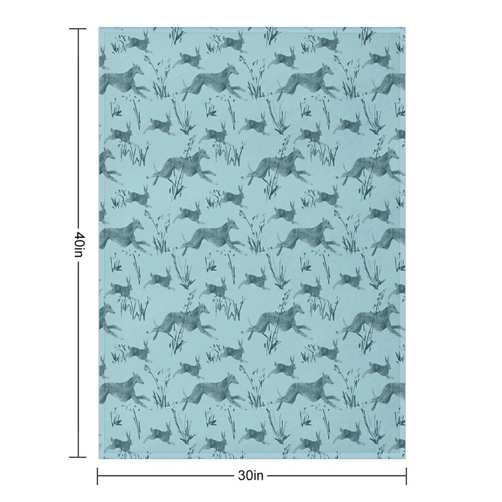 A Galgo And A Hare on Turquise Versatility Throw Blanket
