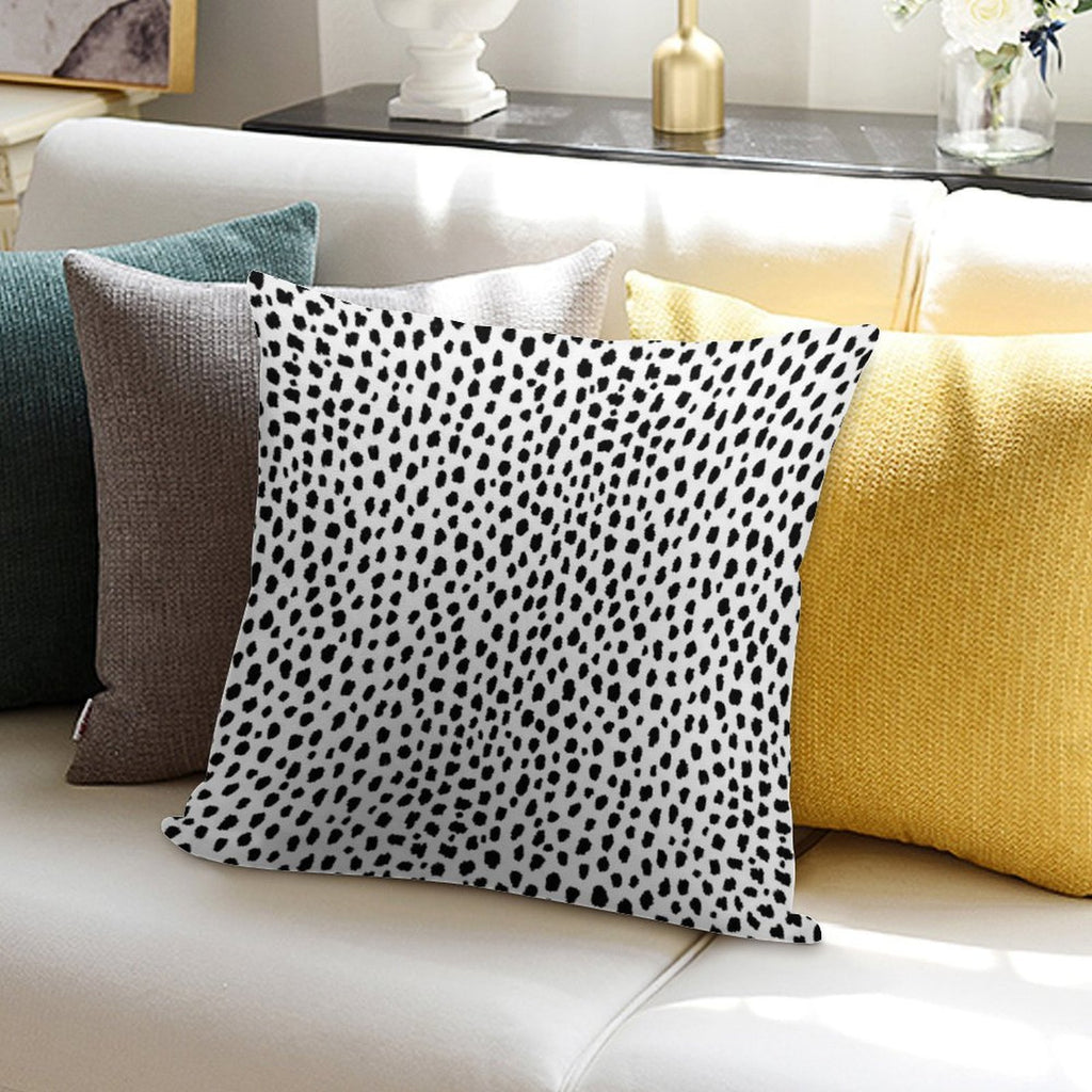 Dalmatian Spots (blackwhite) Soft Shrink-Resistant Throw Pillow