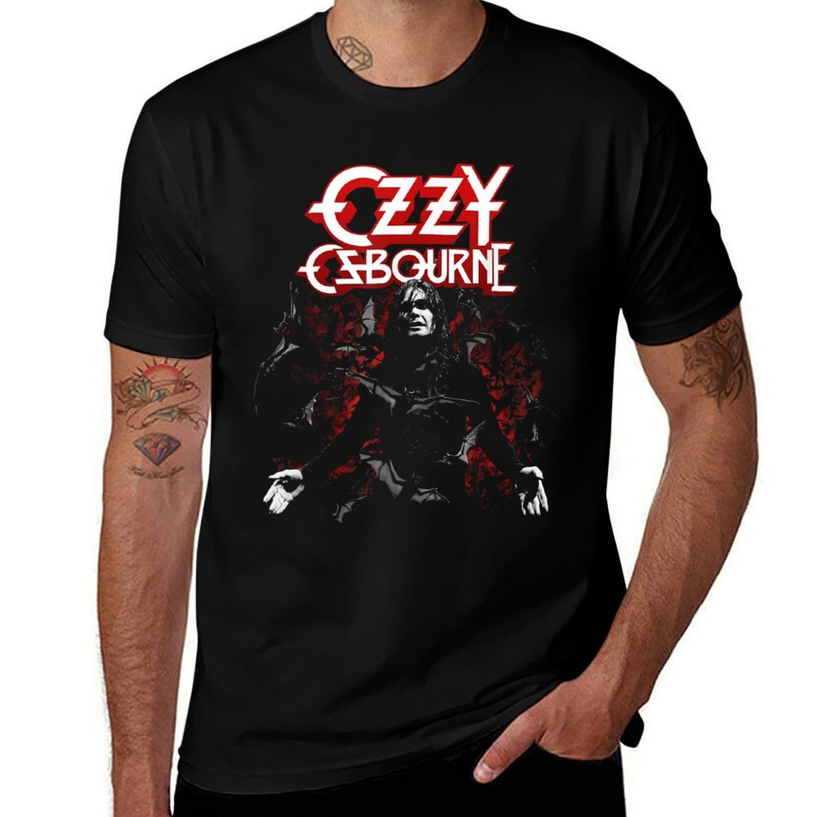 Ozzy Osbourne - Ozzy With Bats  Heathered Texture T-Shirt