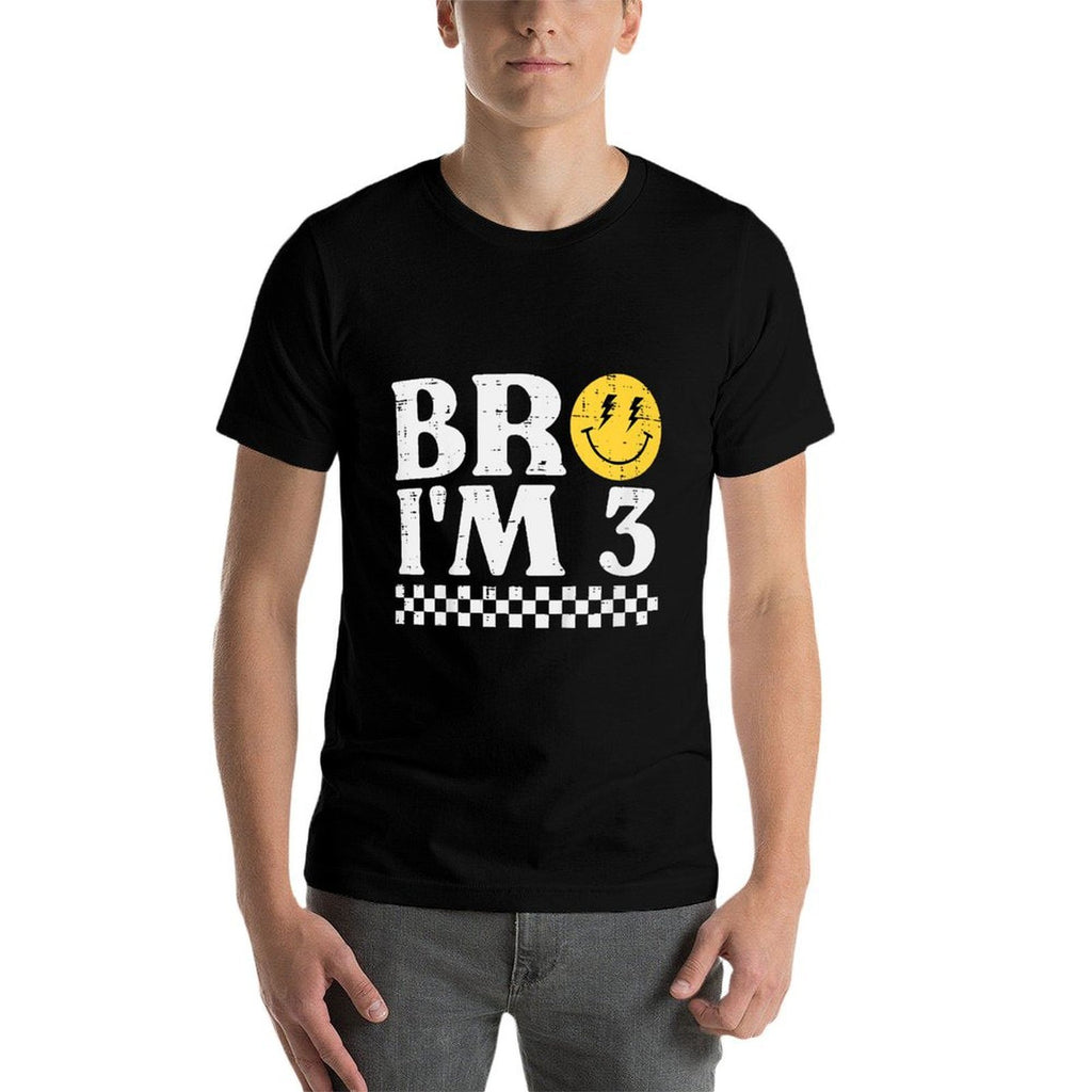 3rd Birthday Bro Im 3 Smile Retro Groovy Boys Girls Kids  Lightweight T-Shirt