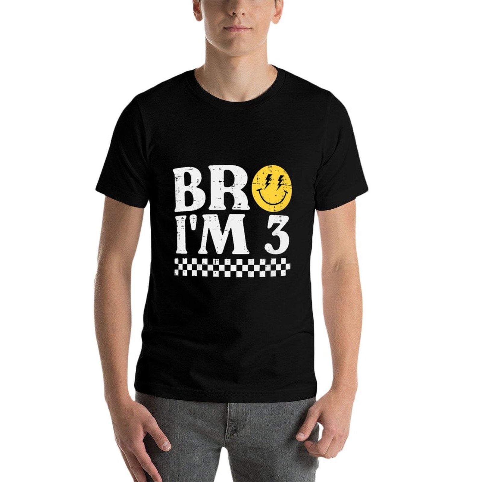 3rd Birthday Bro Im 3 Smile Retro Groovy Boys Girls Kids  Lightweight T-Shirt