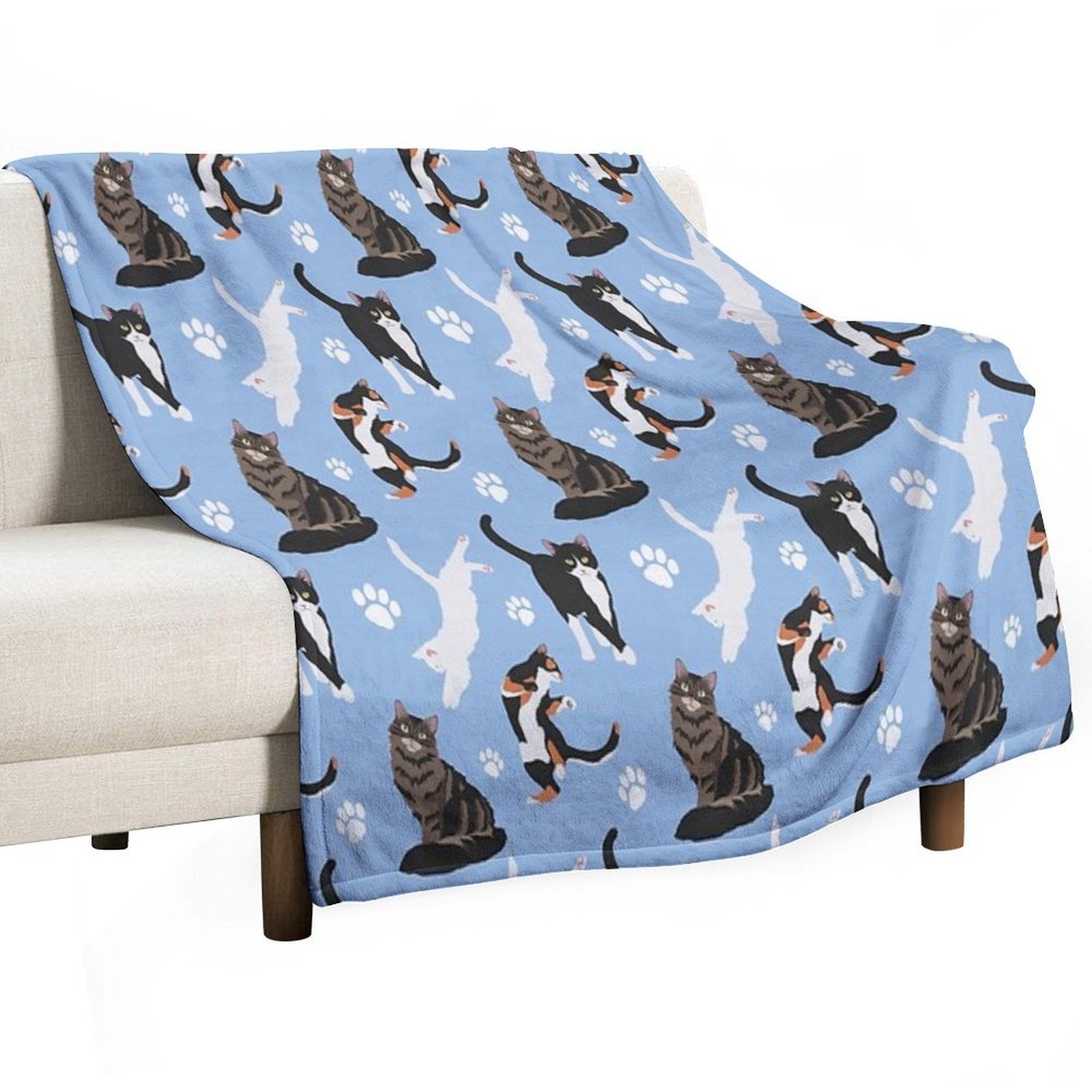 Cat Pattern Easy Care Throw Blanket