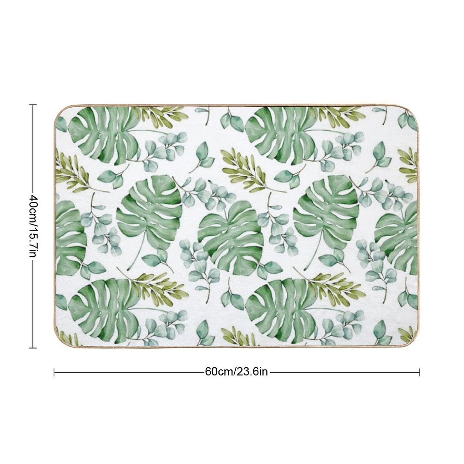 Monstera Leaves Green Seamless  Toxin-Free Bath Mat
