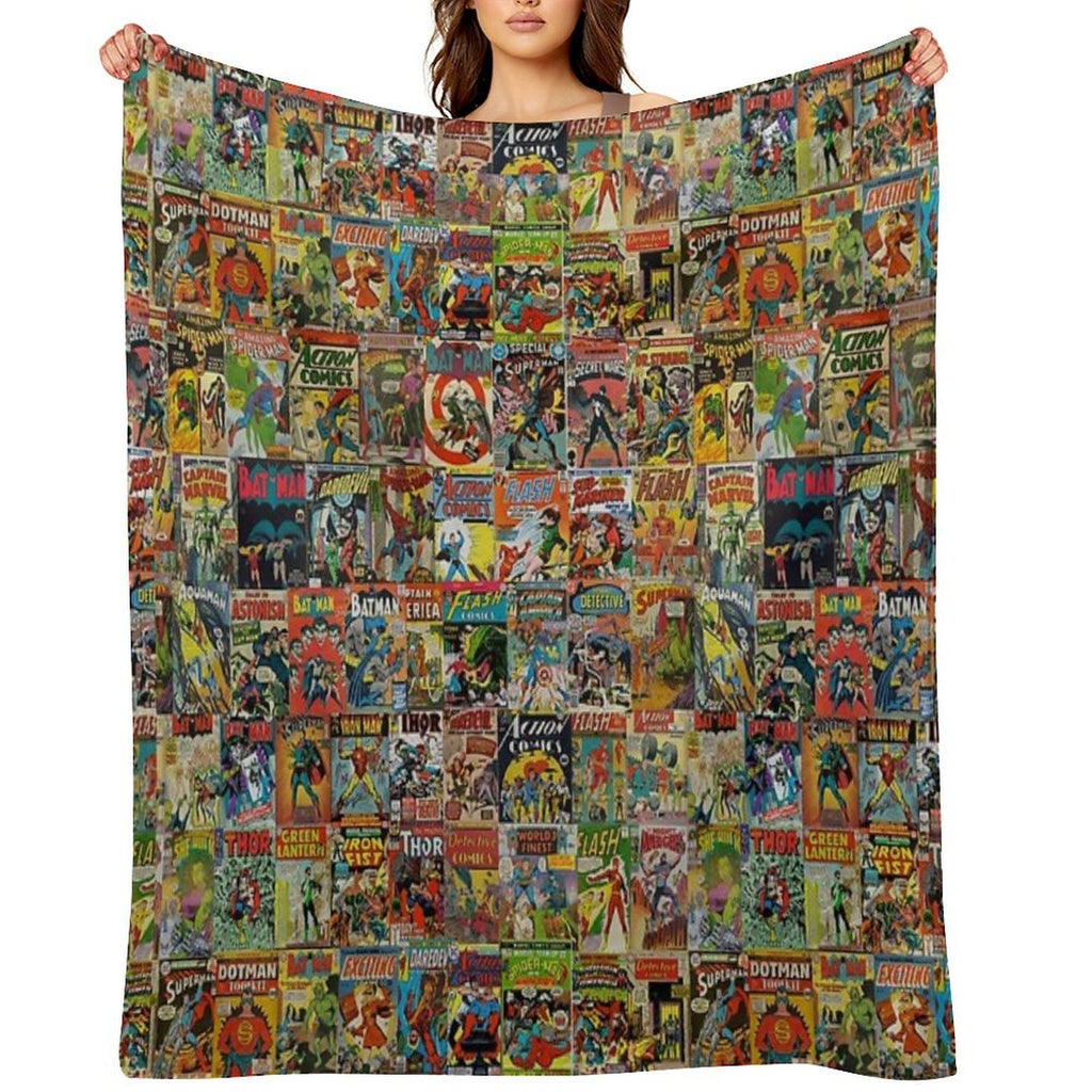 Vintage Comic Book Pattern Velvety-soft Throw Blanket