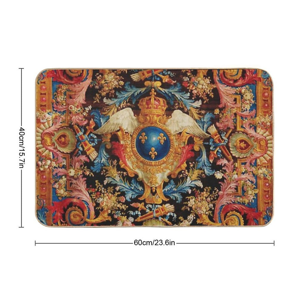 Louis XV Savonnerie French Carpet Print  Easy Maintenance Bath Mat