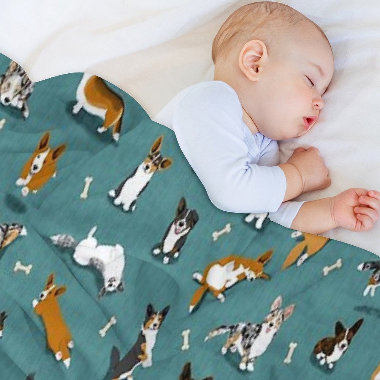 Cardigan Corgi Pattern on Teal Quick-dry Throw Blanket