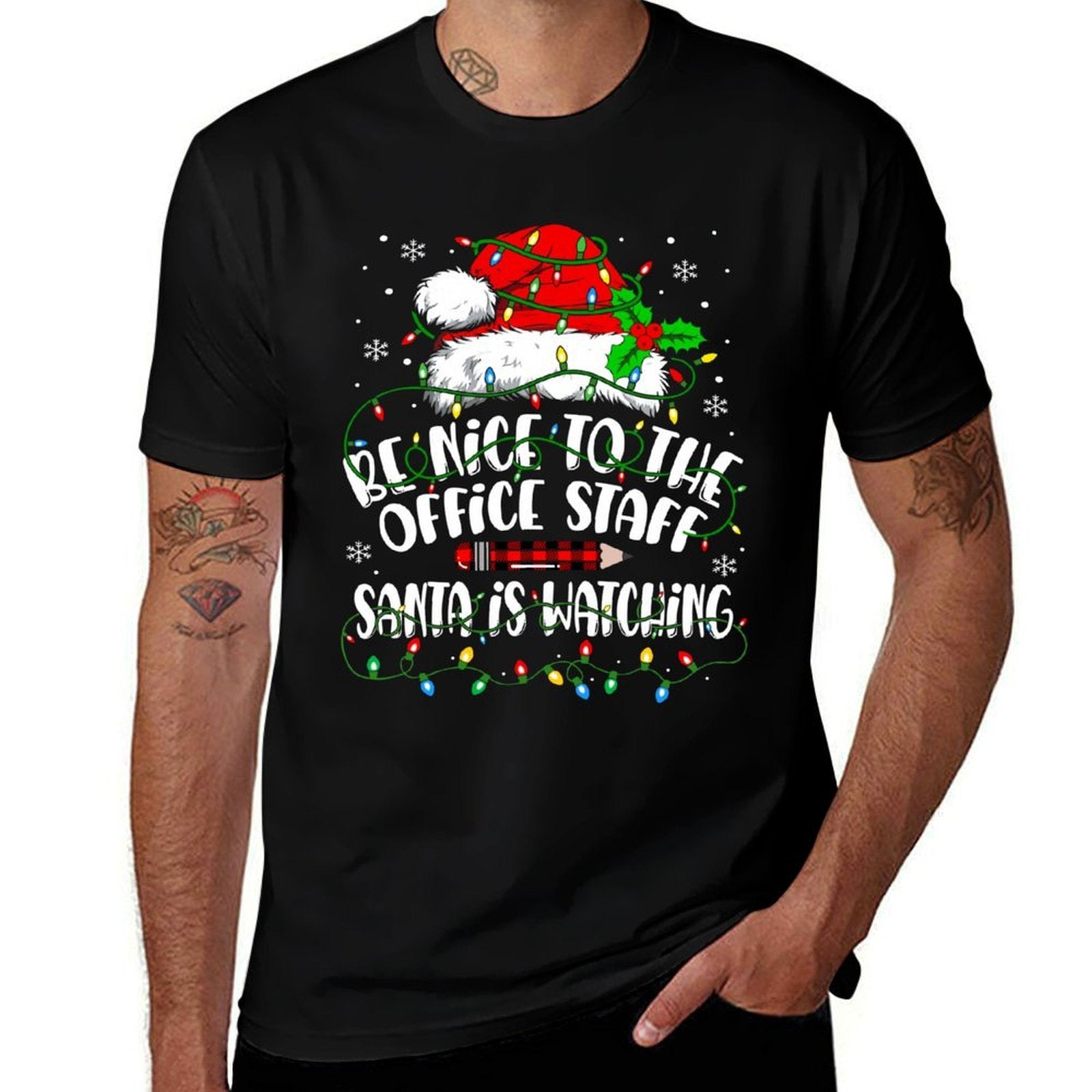 Be Nice to The Office Staff Santa Is Watching Christmas  Classic T-Shirt