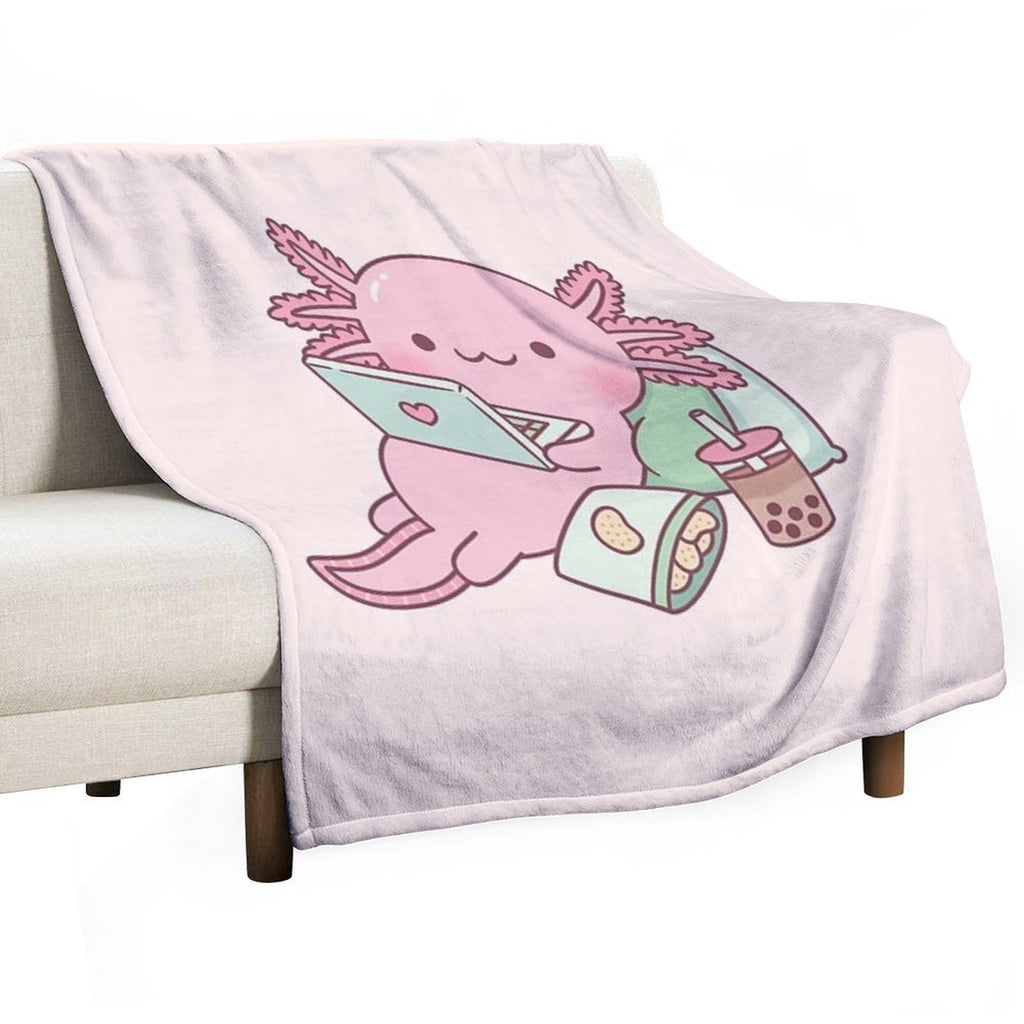 Cute Chilling Axolotl Versatility Throw Blanket