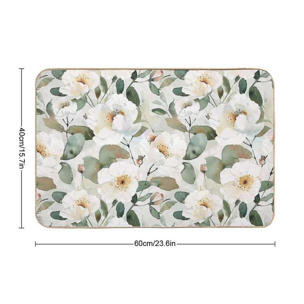 Floral Pattern. Colorful Flowers.  Anti-Trip Bath Mat