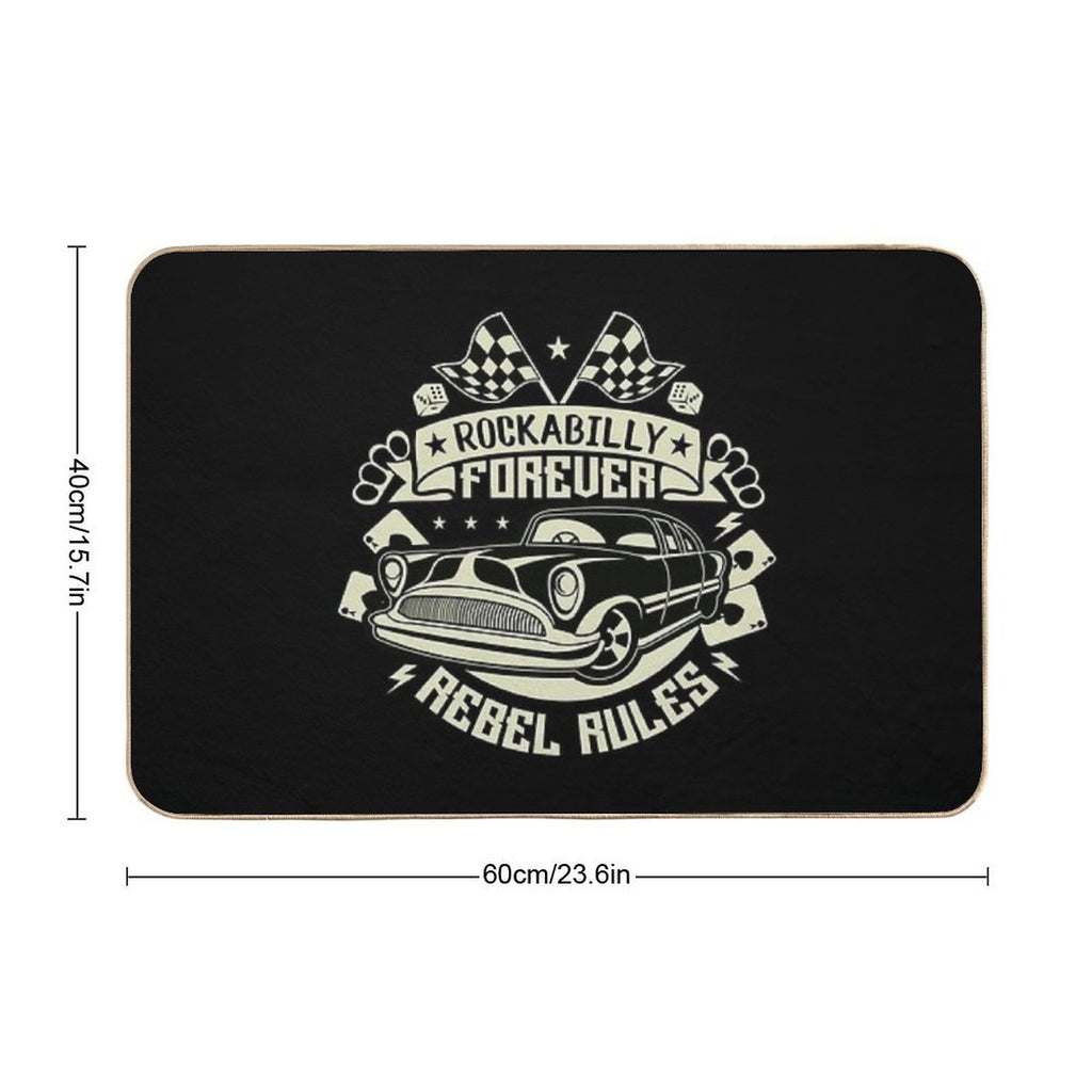 Rockabilly Retro 1950s 60s 70s Vintage Hotrod Classic Rock And Roll  Pet-Safe Bath Mat