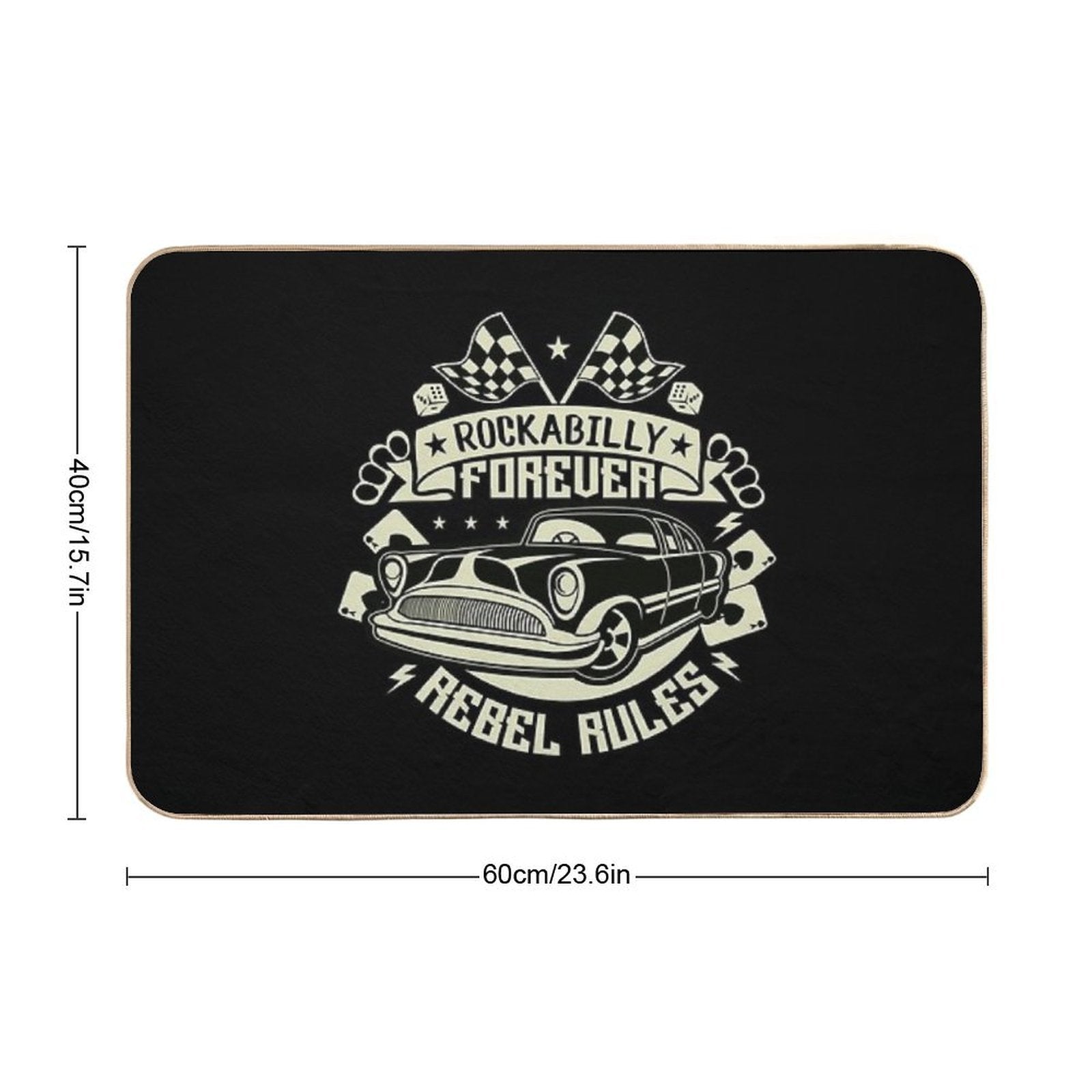 Rockabilly Retro 1950s 60s 70s Vintage Hotrod Classic Rock And Roll  Pet-Safe Bath Mat