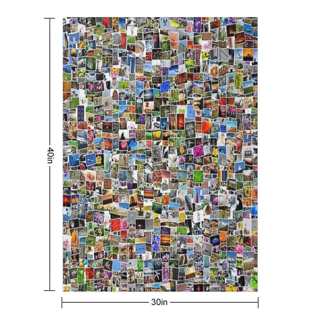 Art Abstract Retro Pattern Colorful Patchwork of Photos Gift-ready Throw Blanket