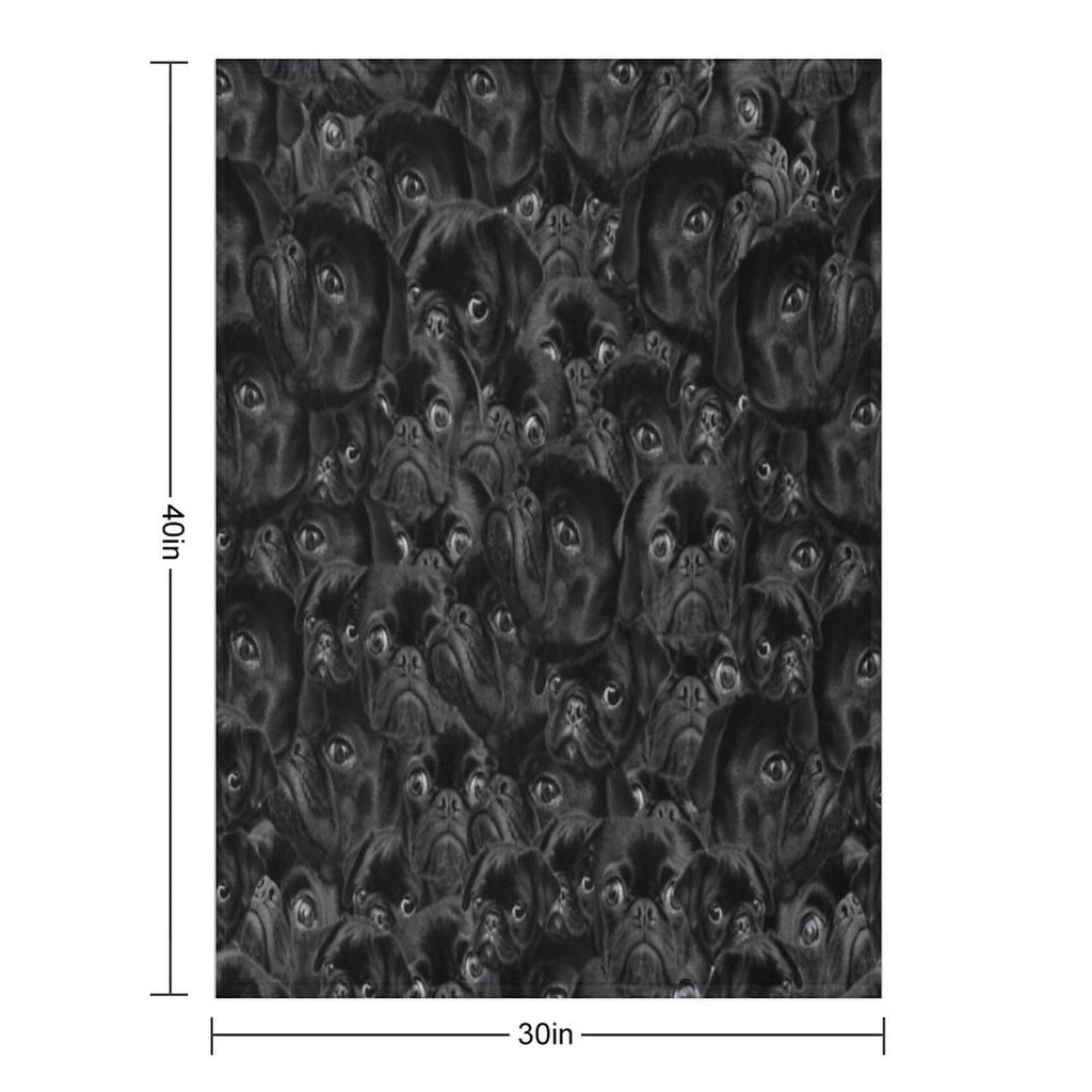 Black Pug Puppy Pattern Design Shrink-resistant Throw Blanket
