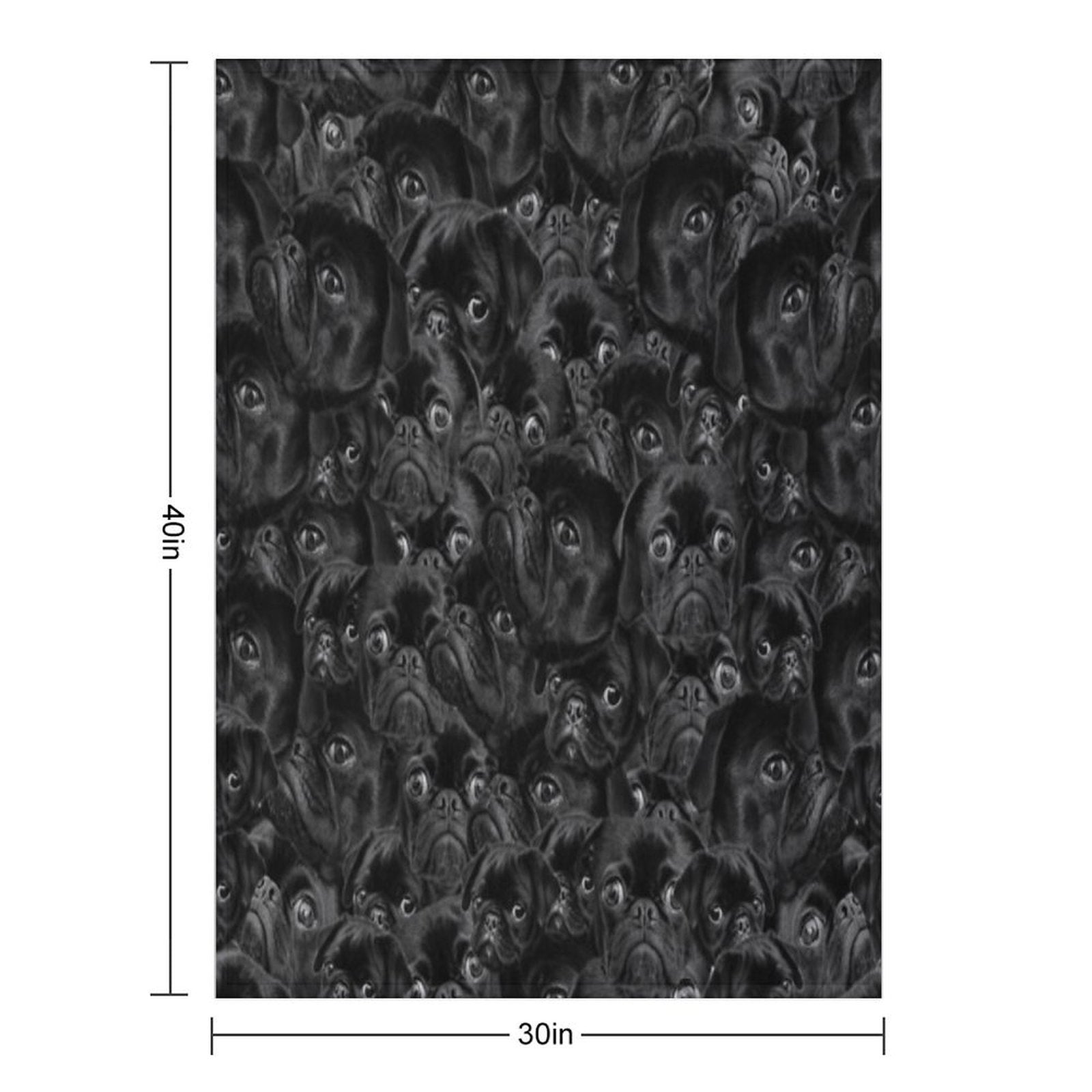 Black Pug Puppy Pattern Design Shrink-resistant Throw Blanket