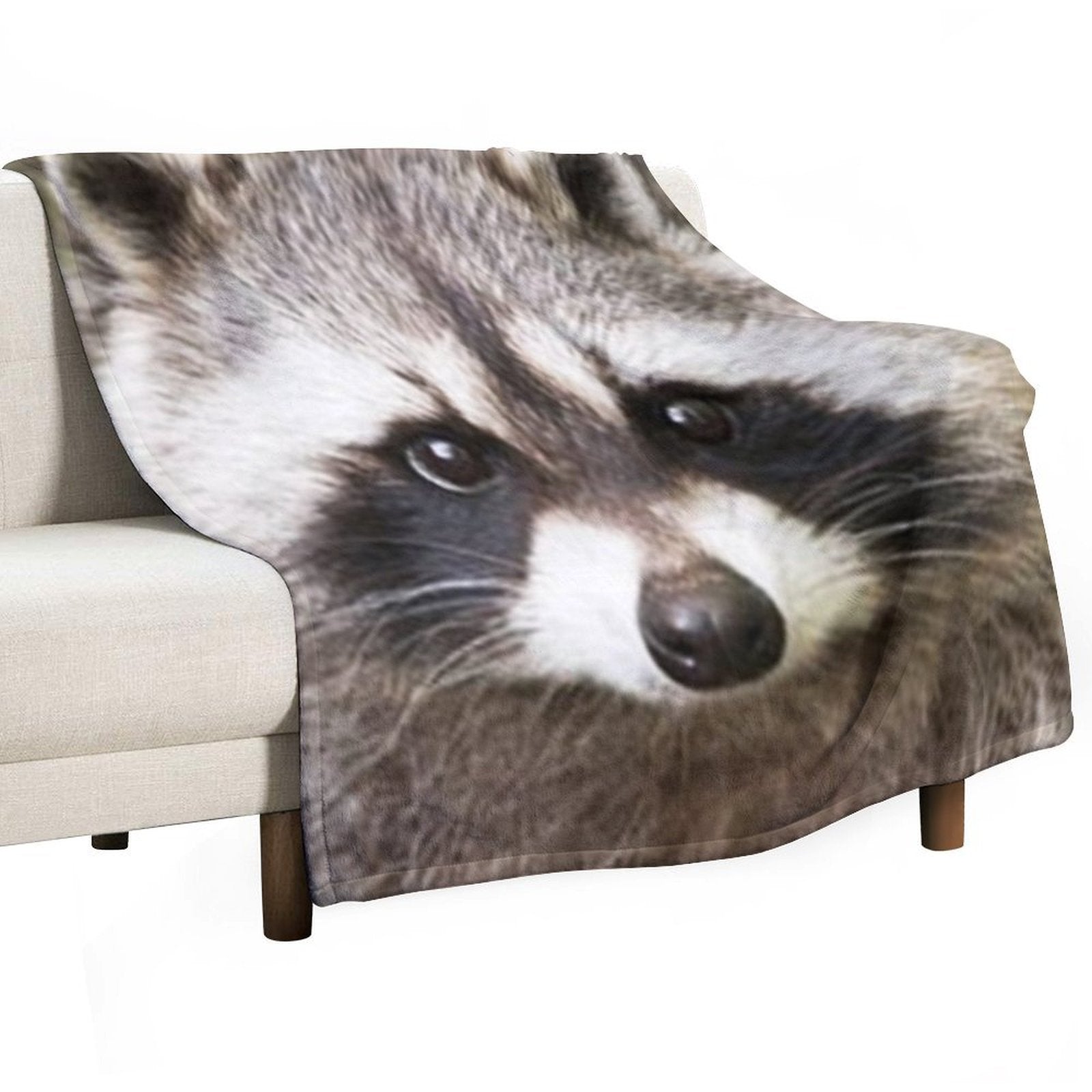 Raccoon Face Plush Throw Blanket