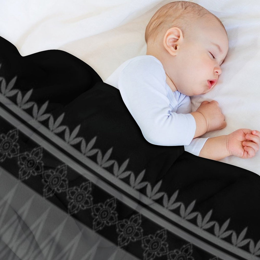 Geometric Ethnic Pattern Oriental in Black And Gray Lightweight Throw Blanket