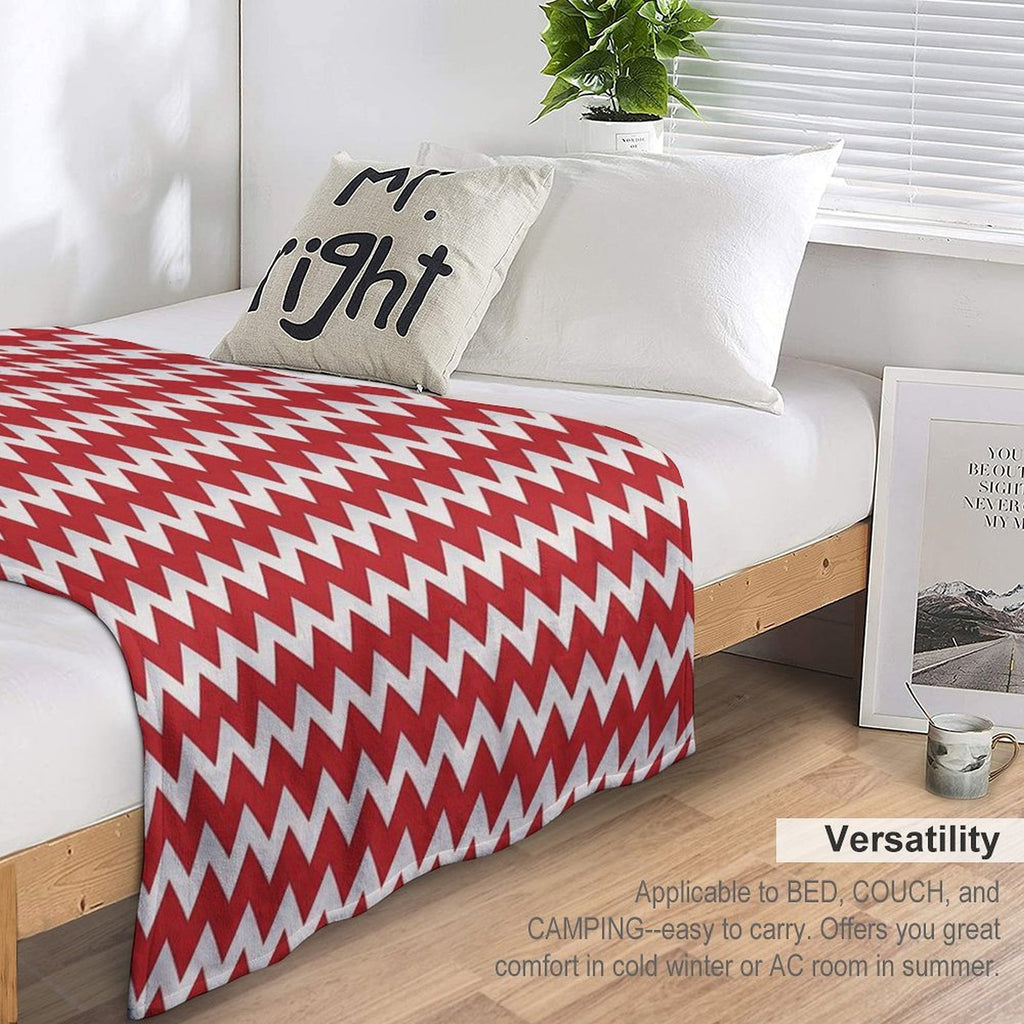 Pretty Simple Chevron Stripes Red And White Shadow Easy Care Throw Blanket