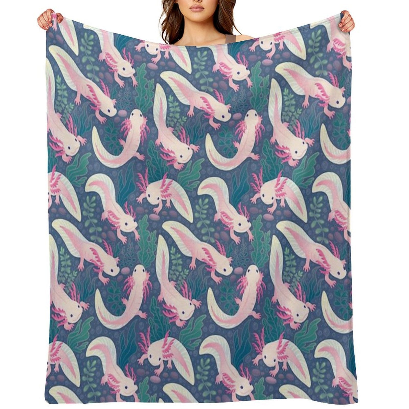 Axolotls Machine-washable Throw Blanket