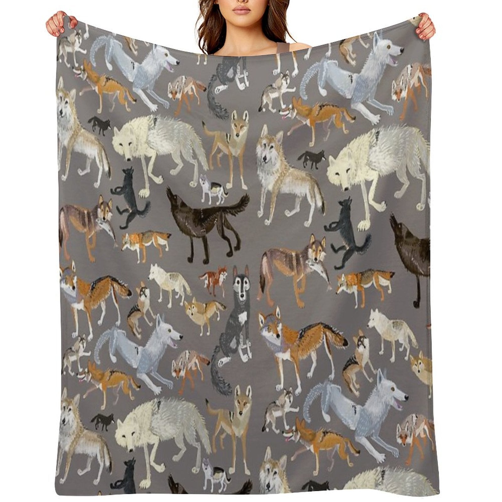 Wolves of The World  Grey Durable Throw Blanket