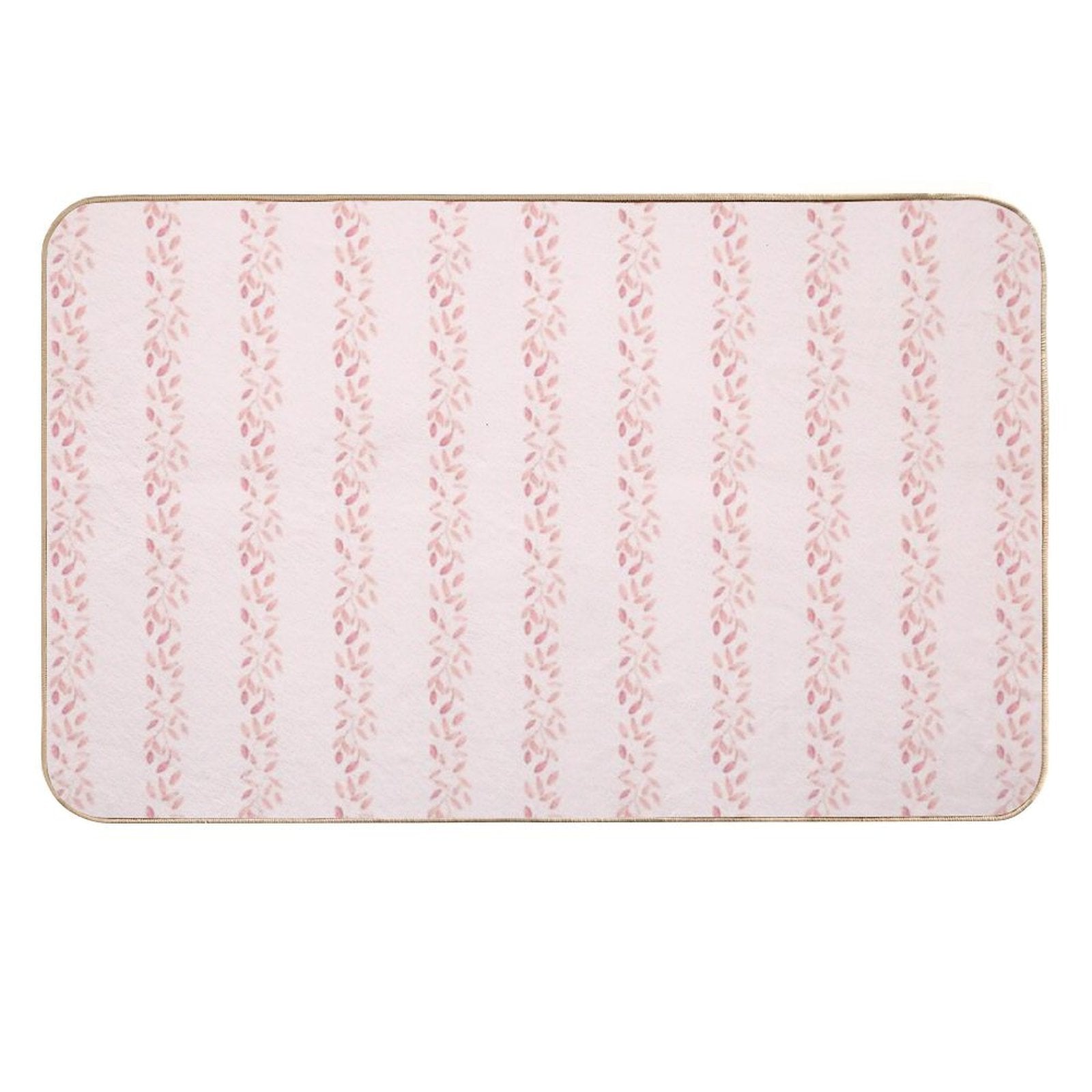 Pastel Floral Tone on Tone Watercolor Stripe Bella Petals in Pink Diamond  Toxin-Free Bath Mat