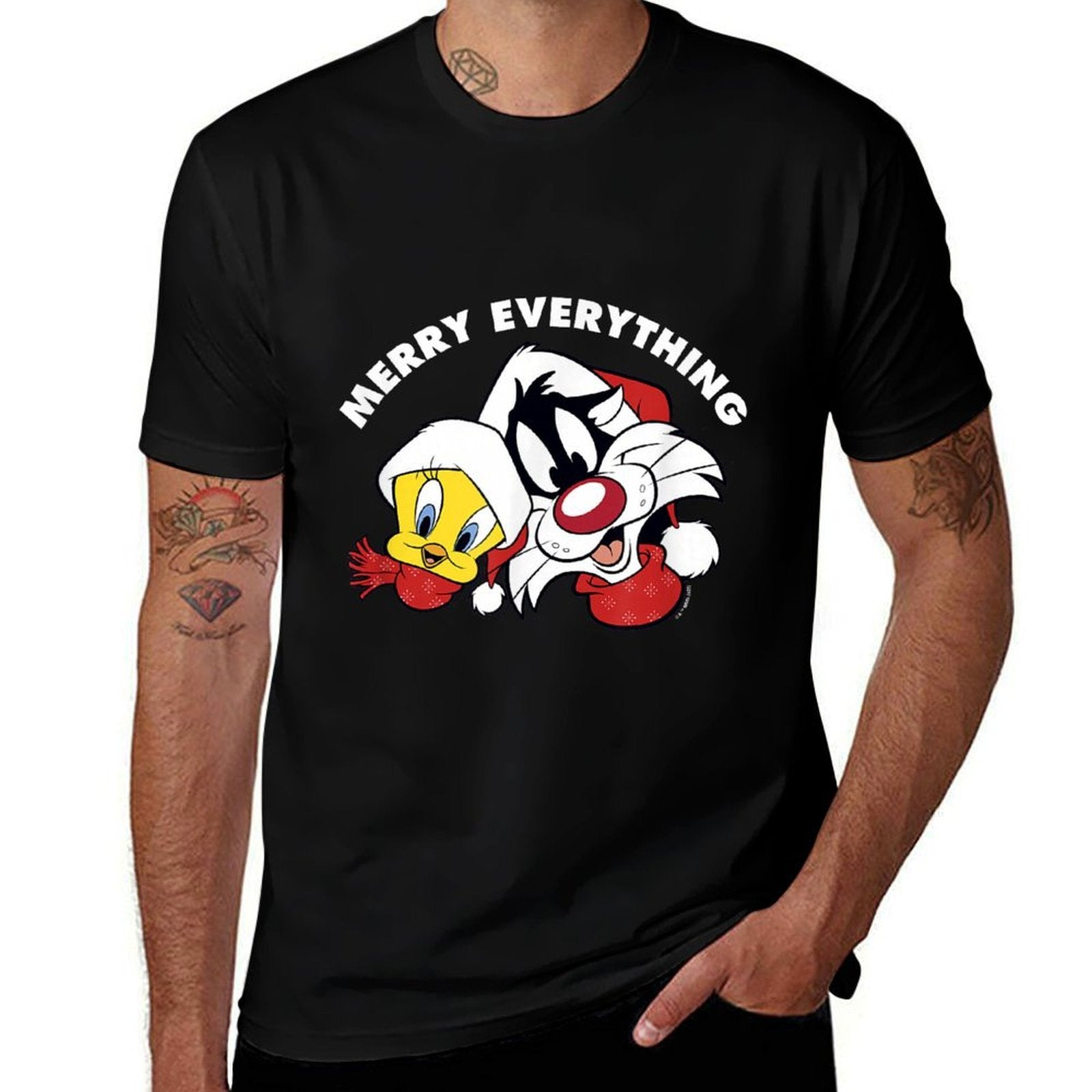 Looney Tunes Sylvester And Tweety Merry Everything Christmas  Odor-resistant T-Shirt