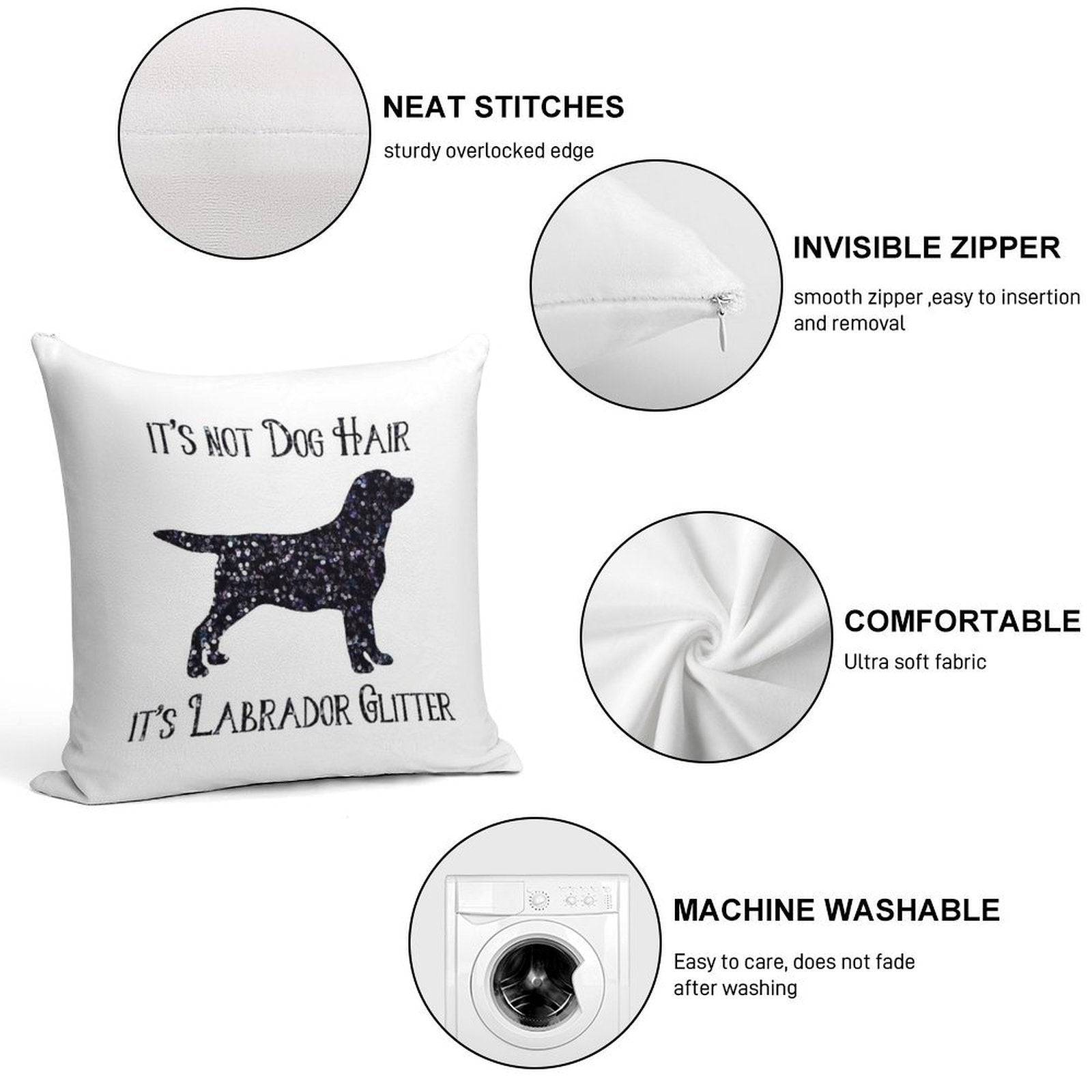 It's Not Dog Hair , Its Labrador Glitter Soft Bedroom Essential Throw Pillow