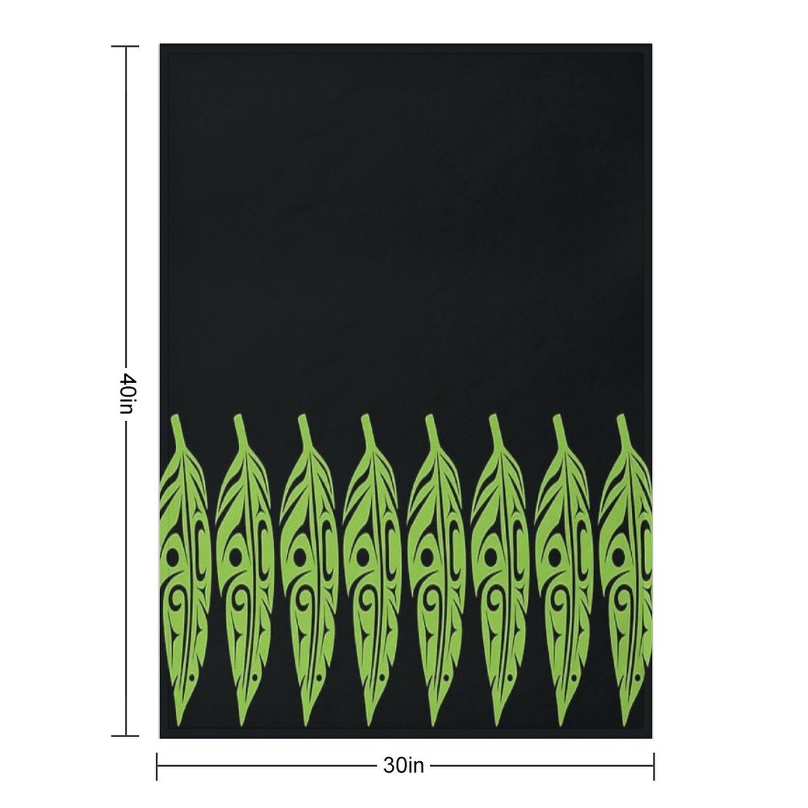 Feathers - Lime Green on Black Shrink-resistant Throw Blanket