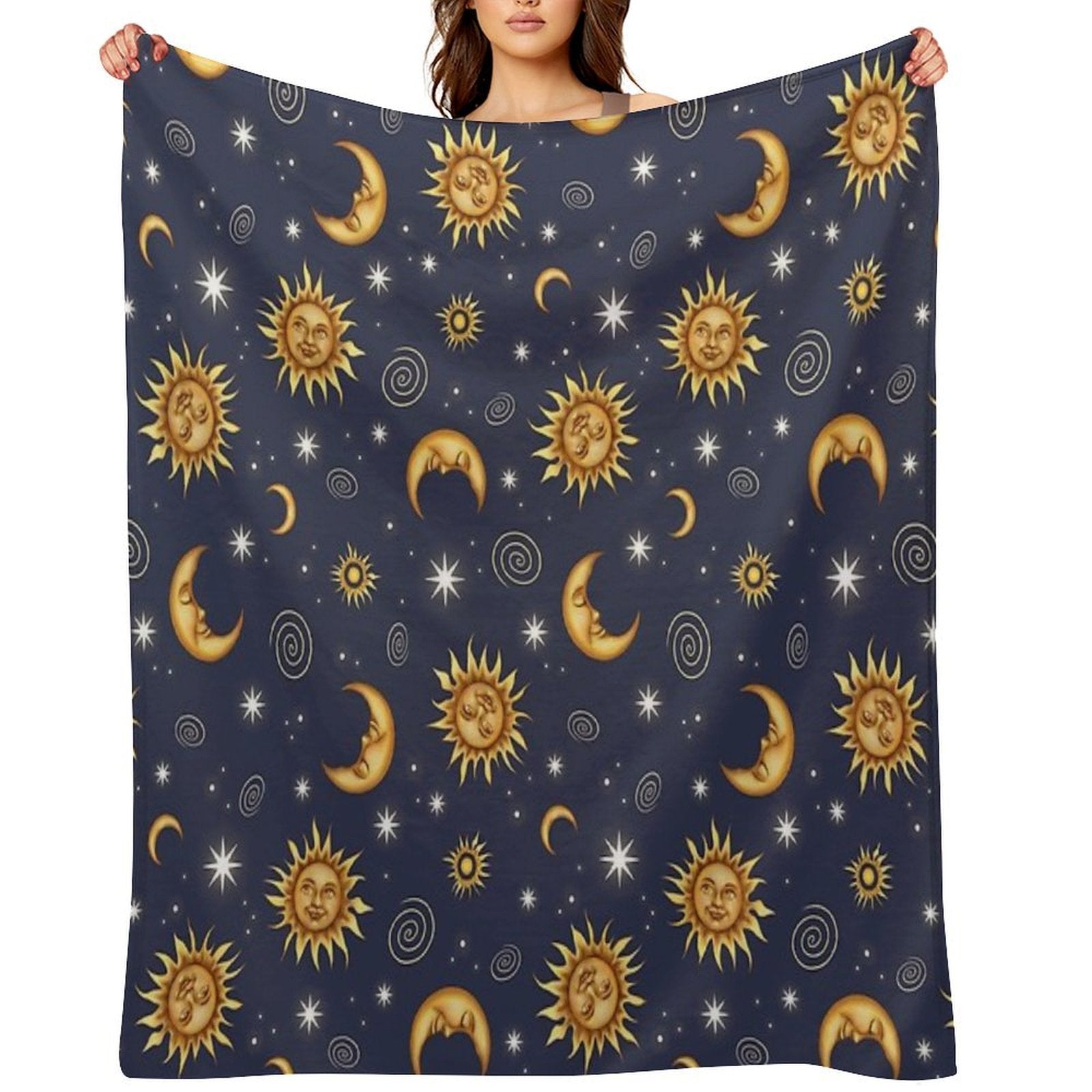 Vintage Celestial Pattern Wrinkle-free Throw Blanket