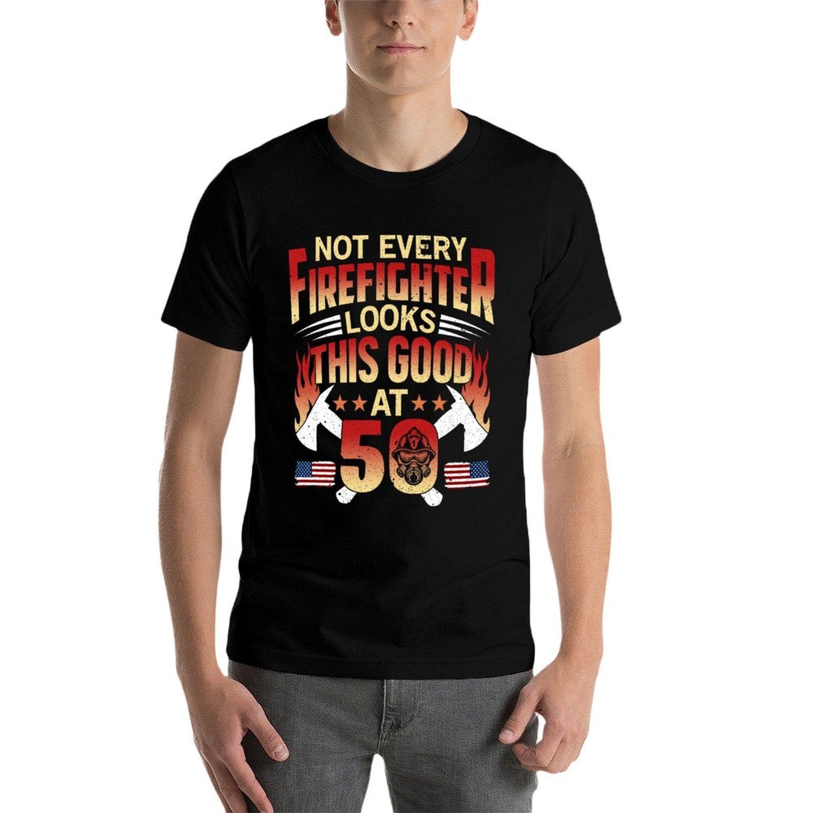 Funny Firefighter 50th Birthday Gift Vintage Gift  High-quality Stitching T-Shirt