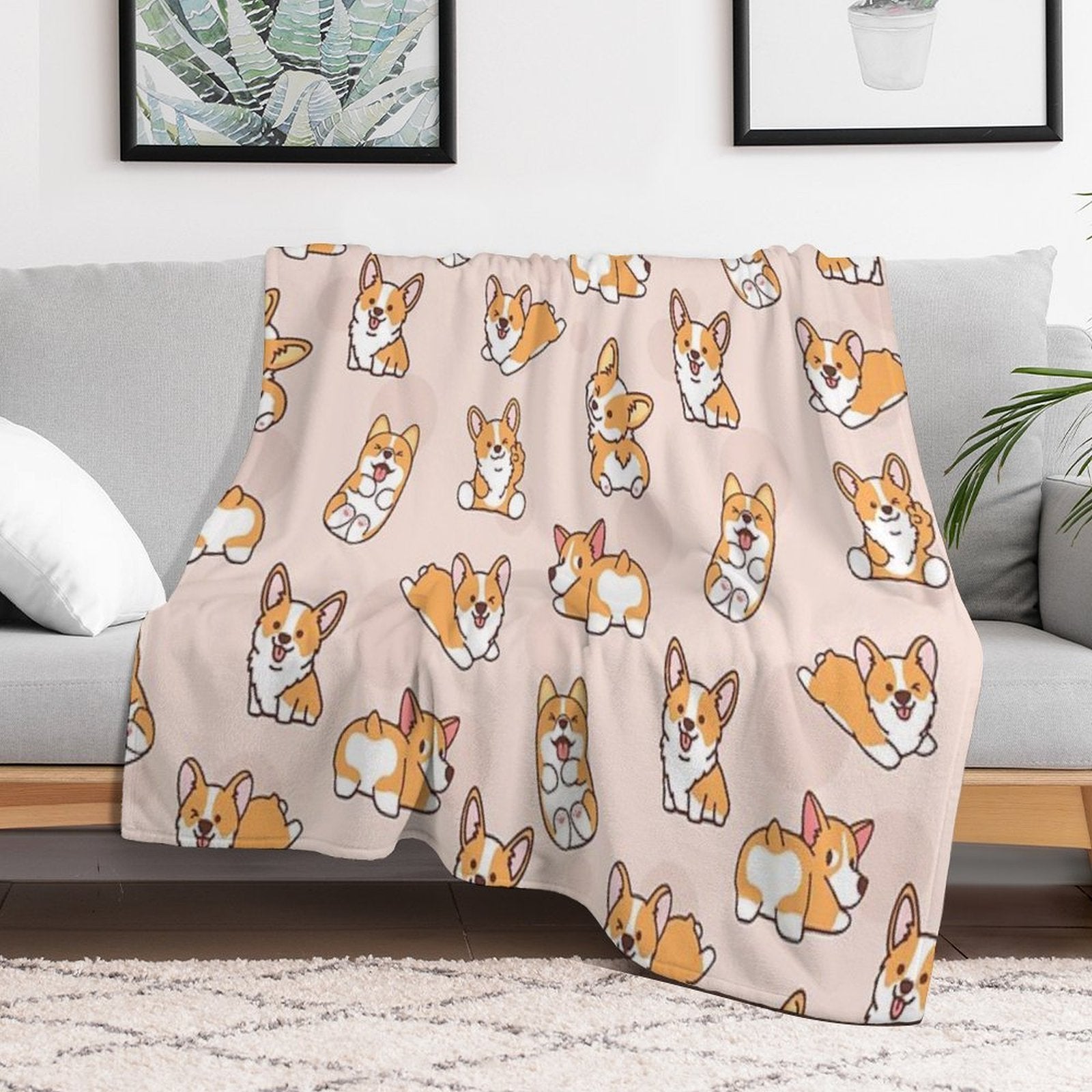 Corgi Puppy Fun Quick-dry Throw Blanket